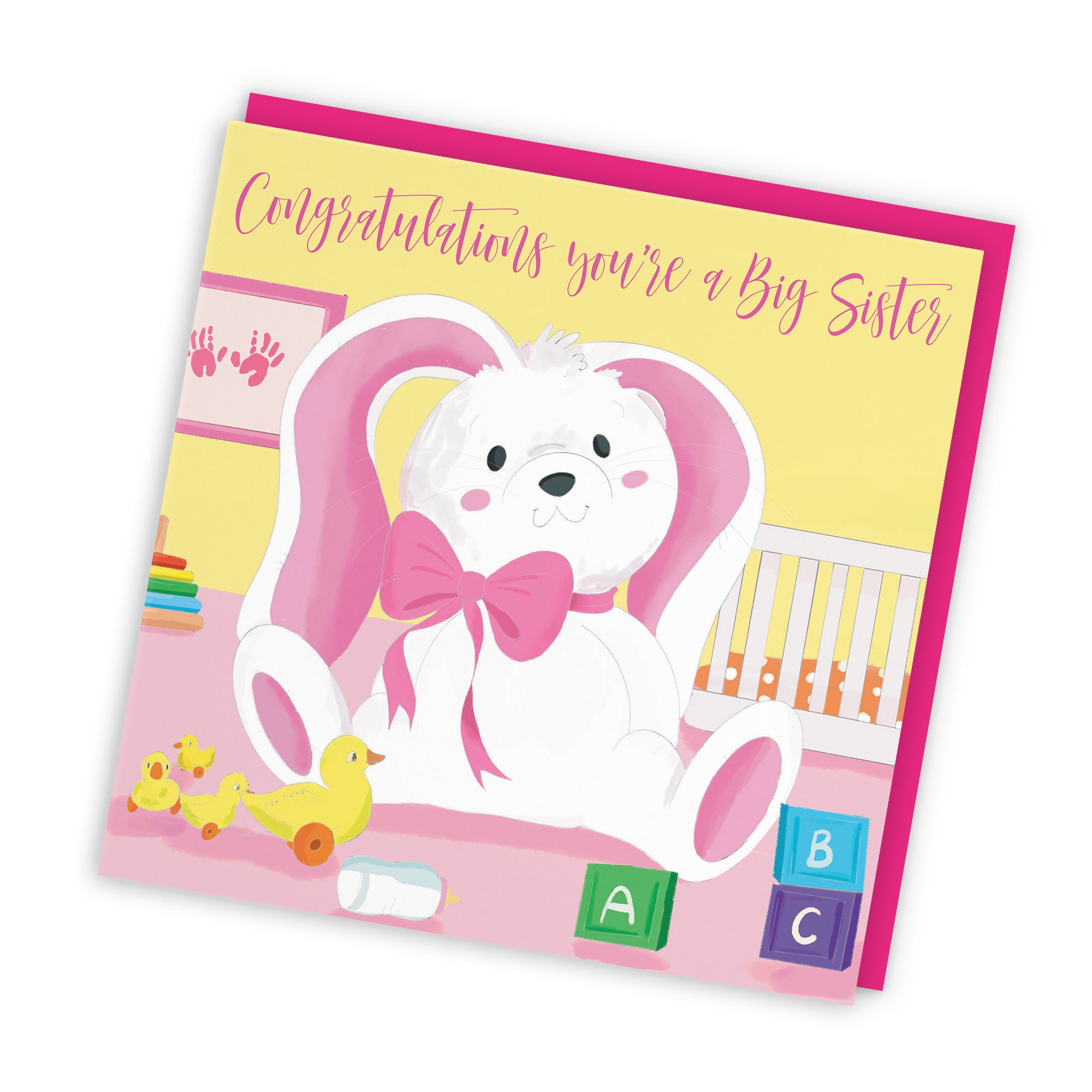 You're A Big Sister Cute New Baby Card Pink Rabbit Classic - Default Title (TH03359)