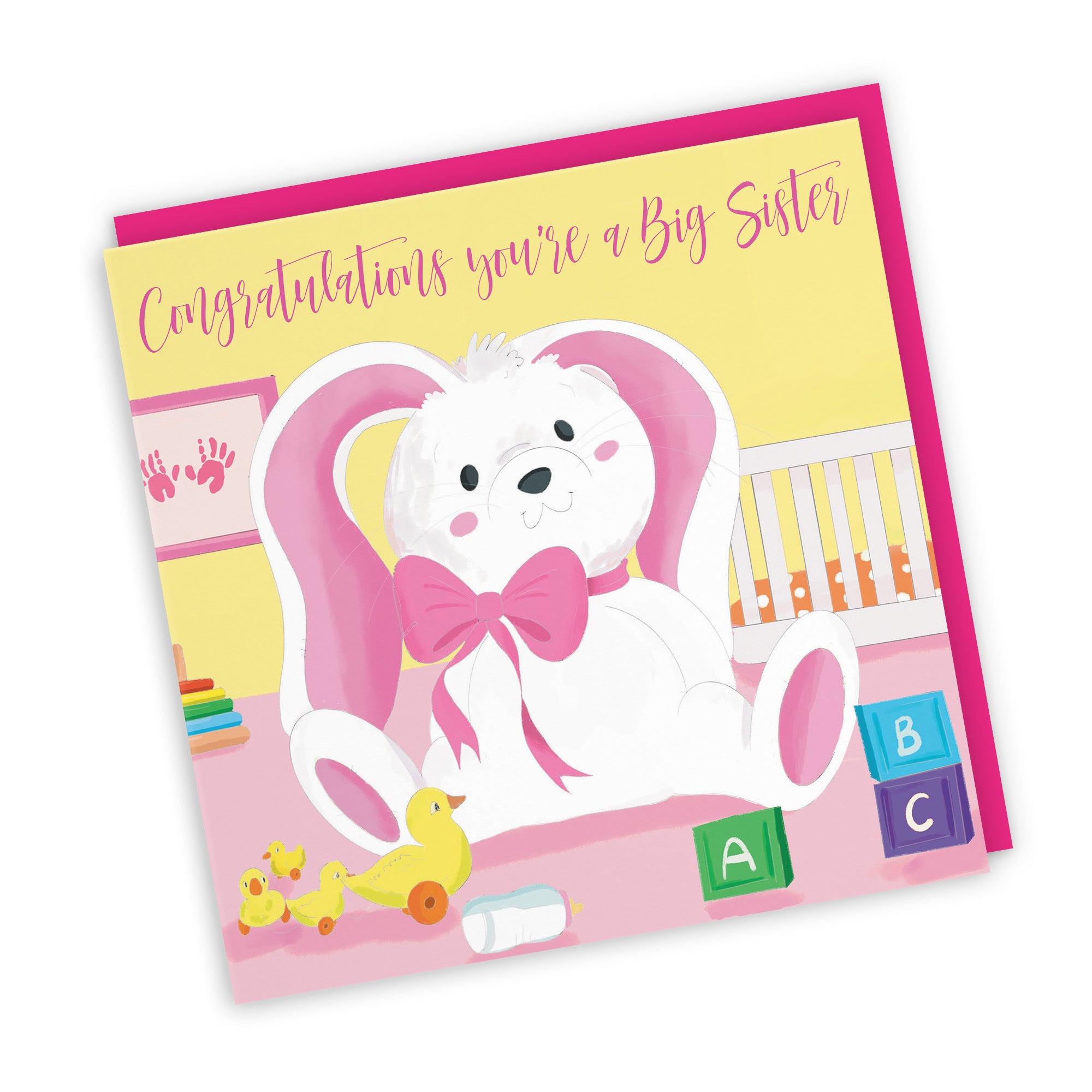 You're A Big Sister Cute New Baby Card Pink Rabbit Classic - Default Title (TH03359)