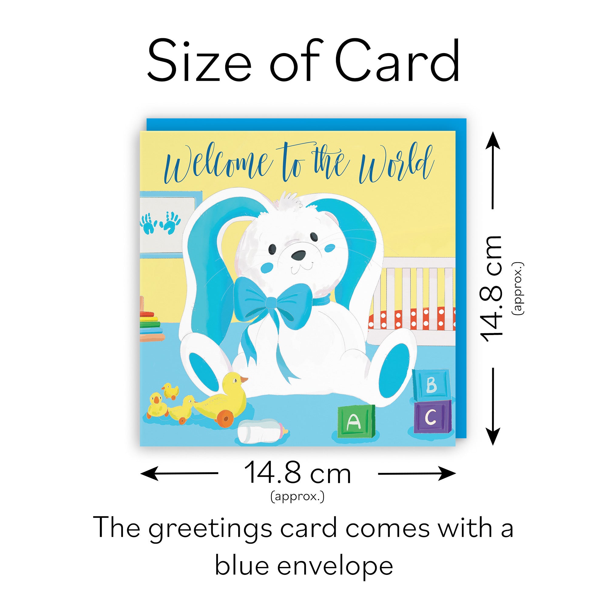 Welcome To The World New Baby Boy Card Blue Rabbit Classic - Default Title (TH03361)