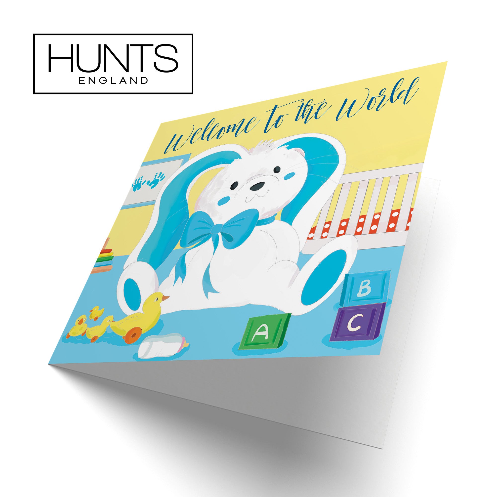 Welcome To The World New Baby Boy Card Blue Rabbit Classic - Default Title (TH03361)