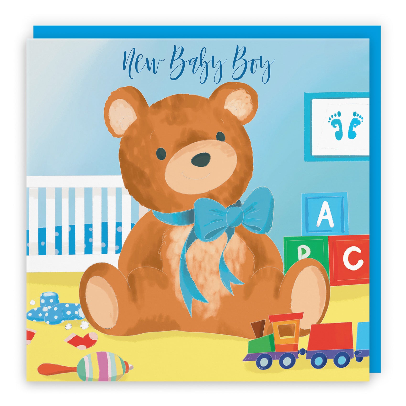 New Baby Boy Card Blue Teddy Bear Classic - Default Title (TH03365)