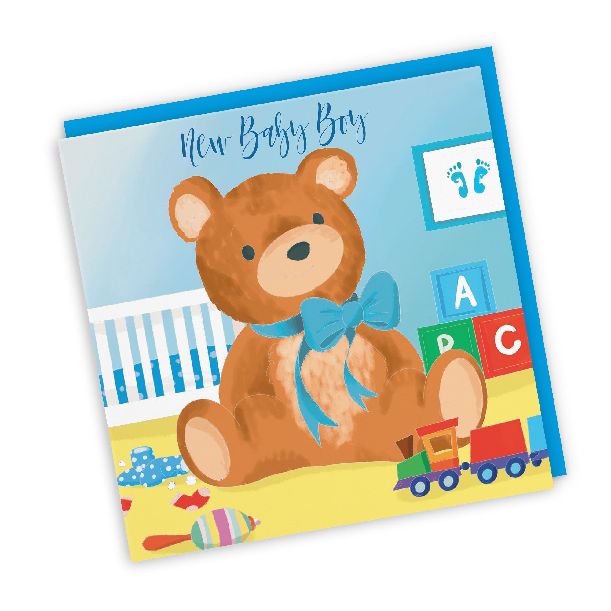 New Baby Boy Card Blue Teddy Bear Classic - Default Title (TH03365)