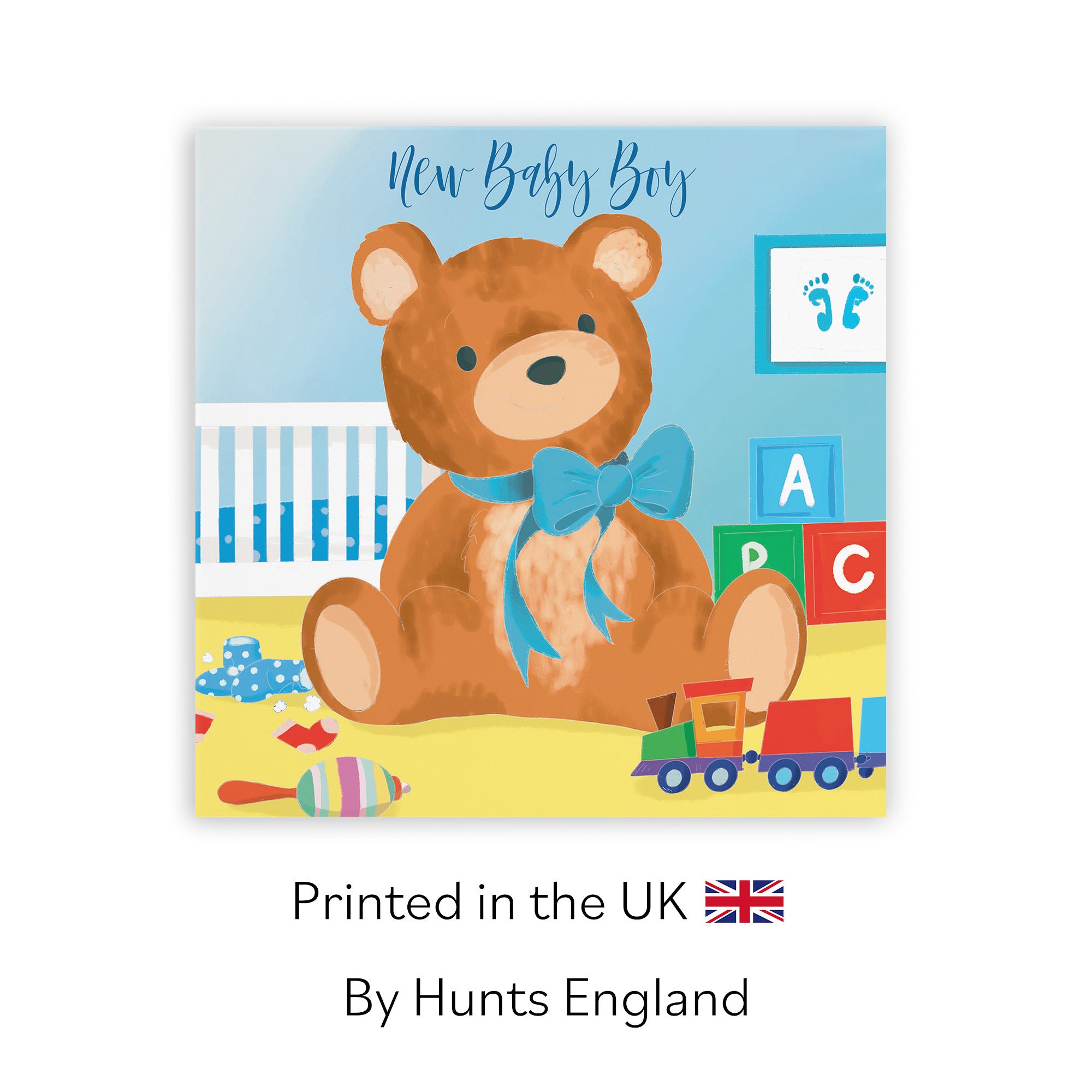 New Baby Boy Card Blue Teddy Bear Classic - Default Title (TH03365)