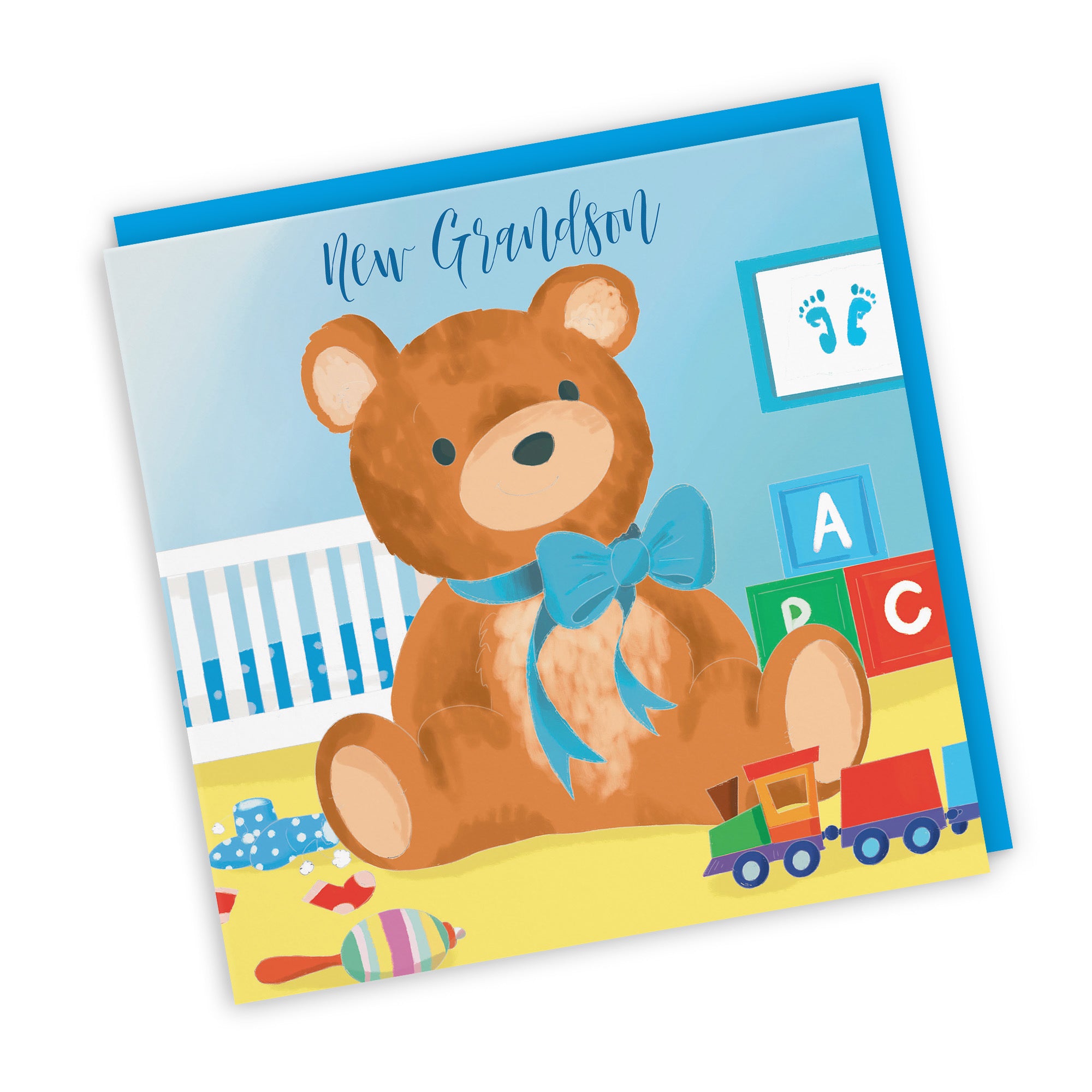 New Grandson New Baby Card Blue Teddy Bear Classic - Default Title (TH03366)