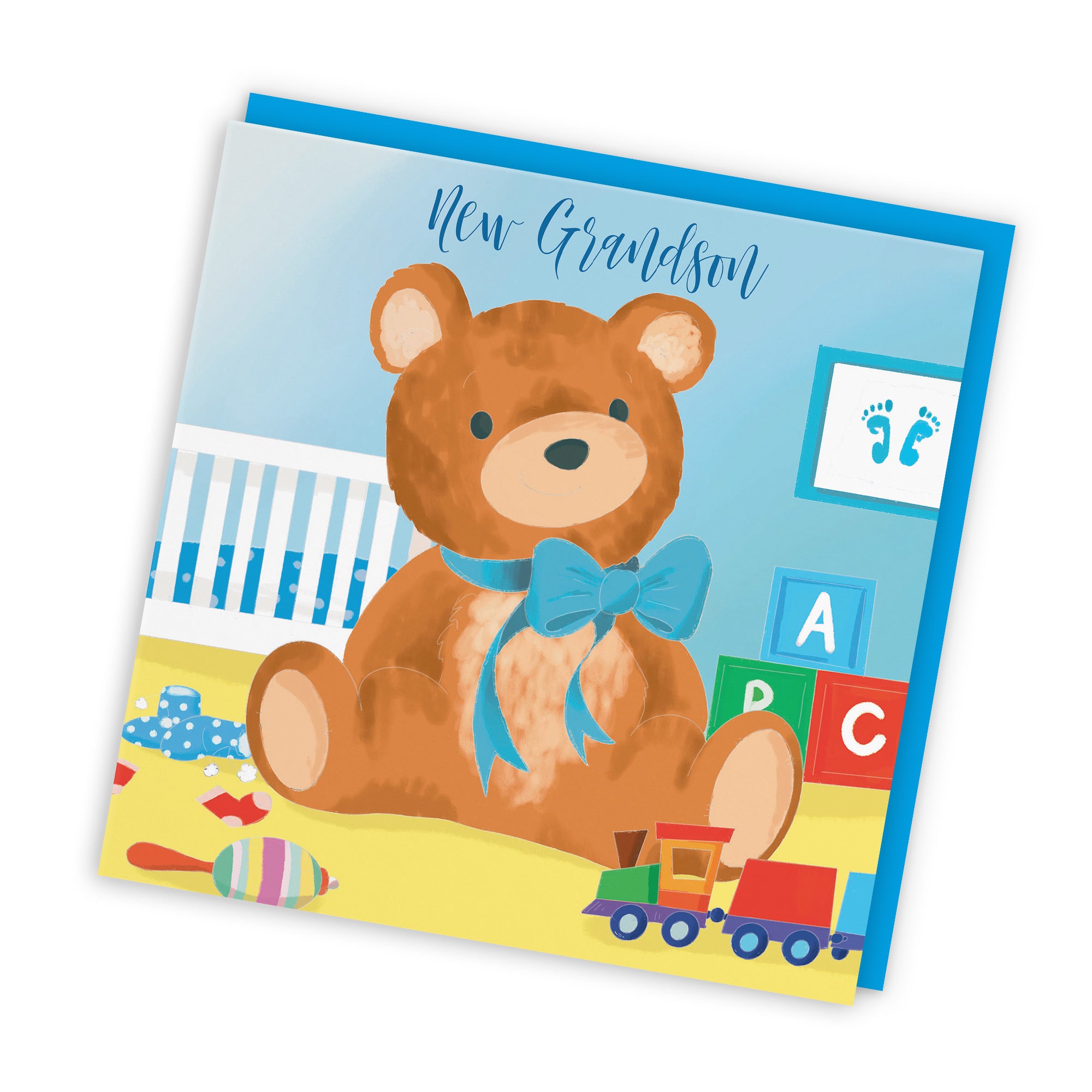 New Grandson New Baby Card Blue Teddy Bear Classic - Default Title (TH03366)