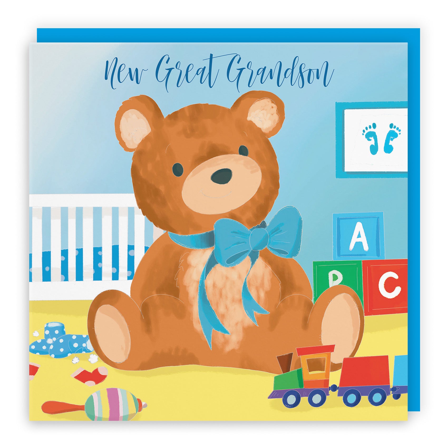 New Great Grandson New Baby Card Blue Teddy Bear Classic - Default Title (TH03367)