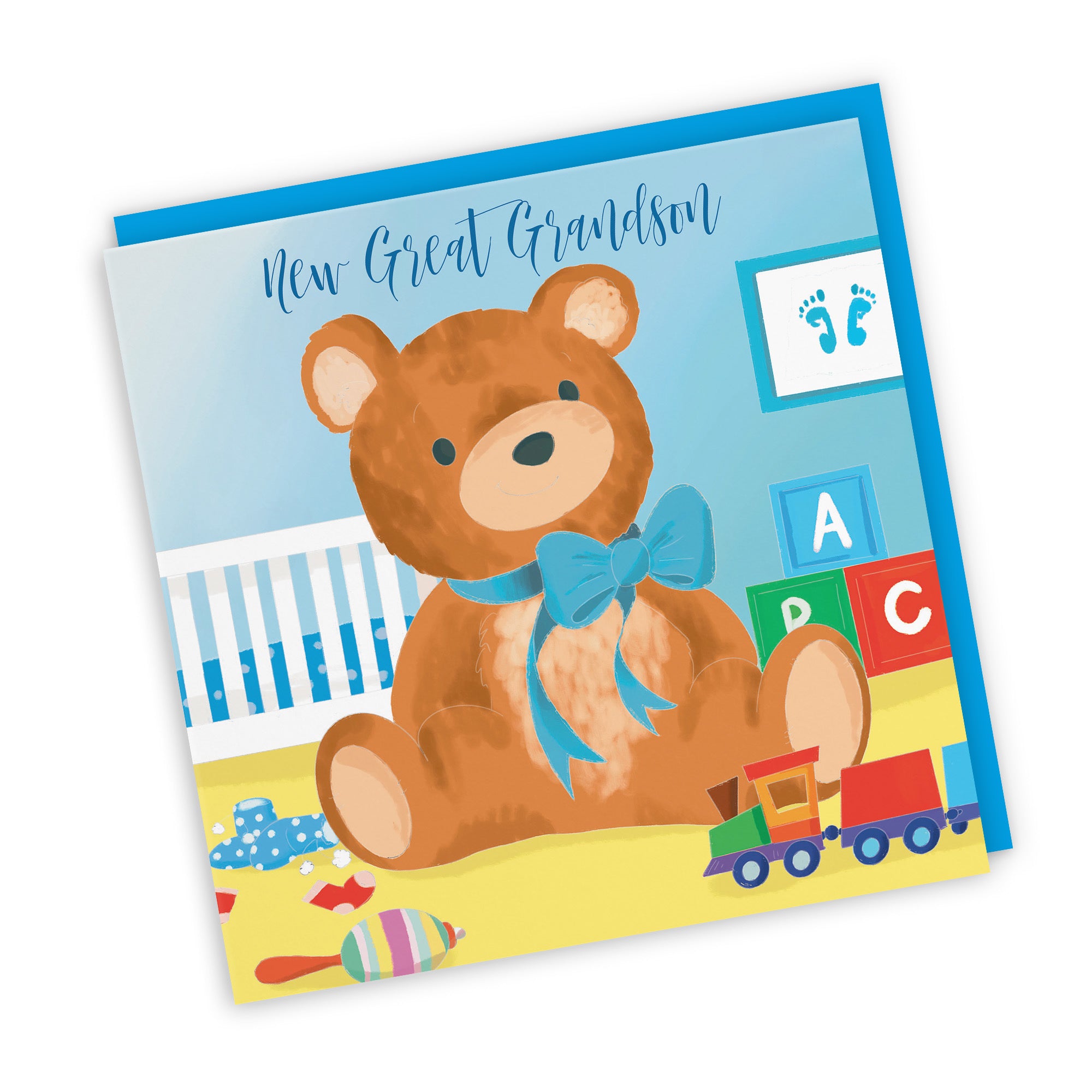 New Great Grandson New Baby Card Blue Teddy Bear Classic - Default Title (TH03367)