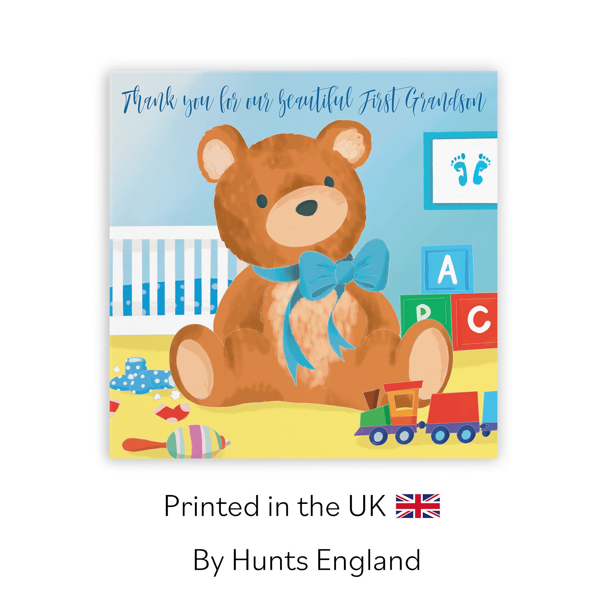New Baby First Grandson Thank You Card Blue Teddy Bear Classic - Default Title (TH03368)