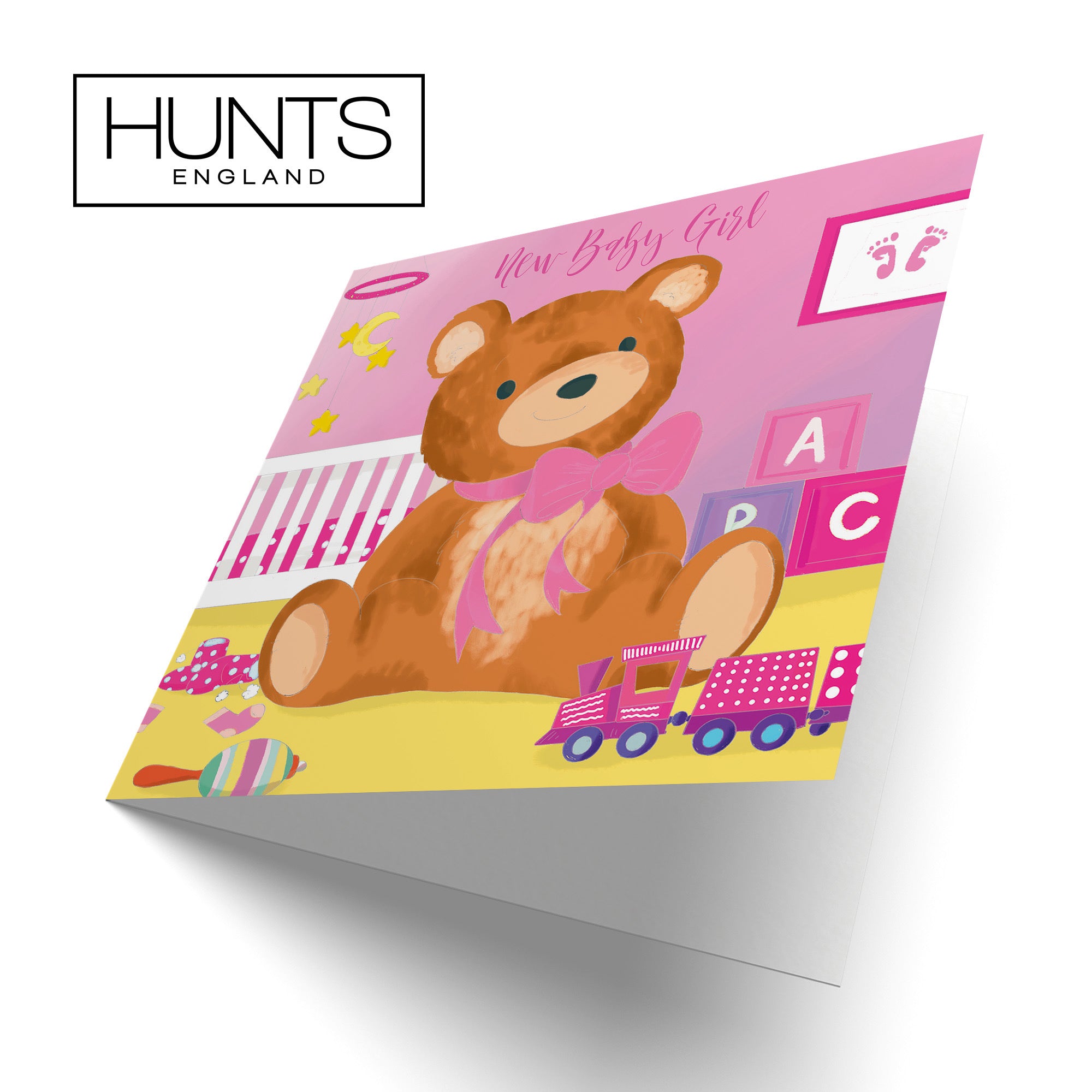 New Baby Girl Card Pink Teddy Bear Classic - Default Title (TH03369)