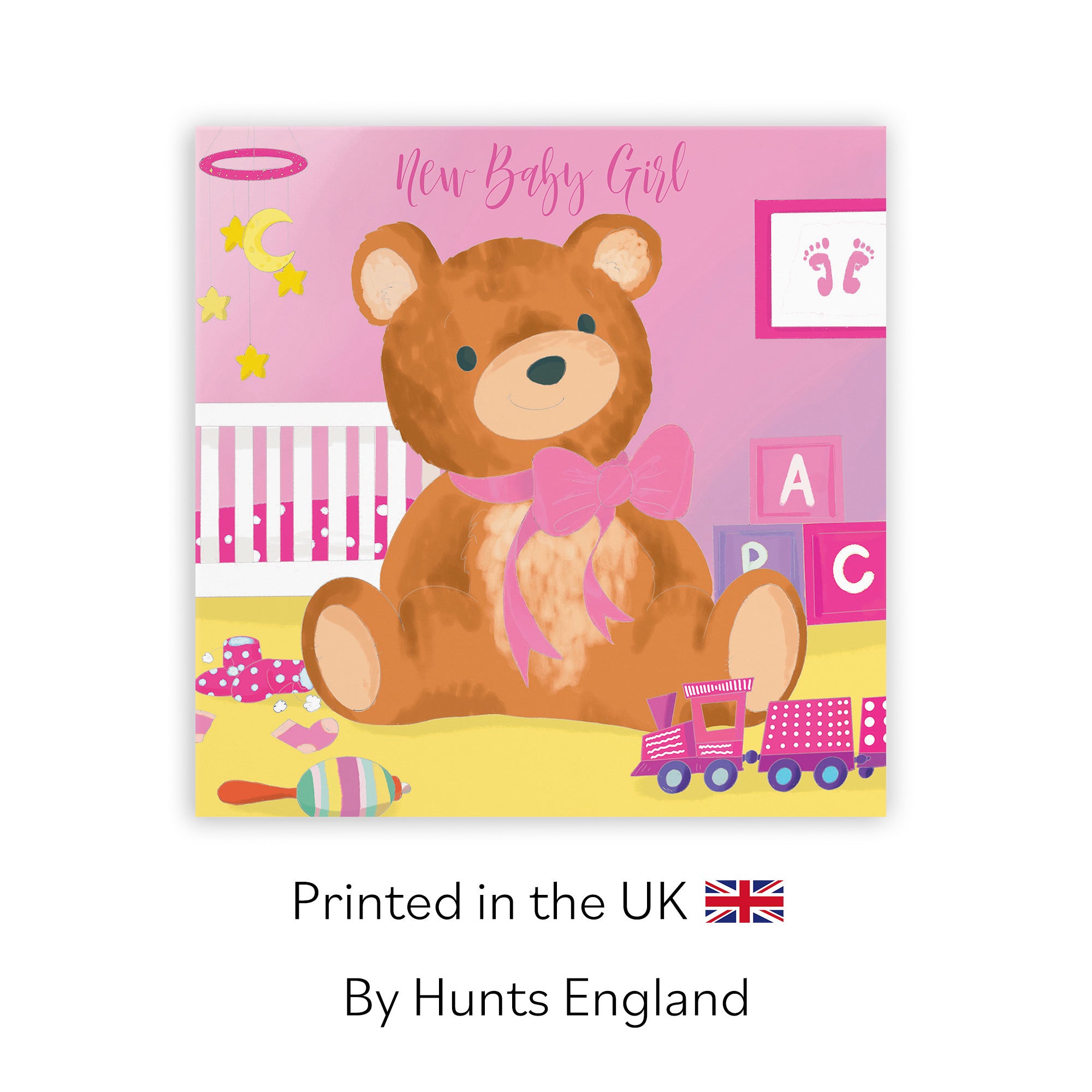 New Baby Girl Card Pink Teddy Bear Classic - Default Title (TH03369)
