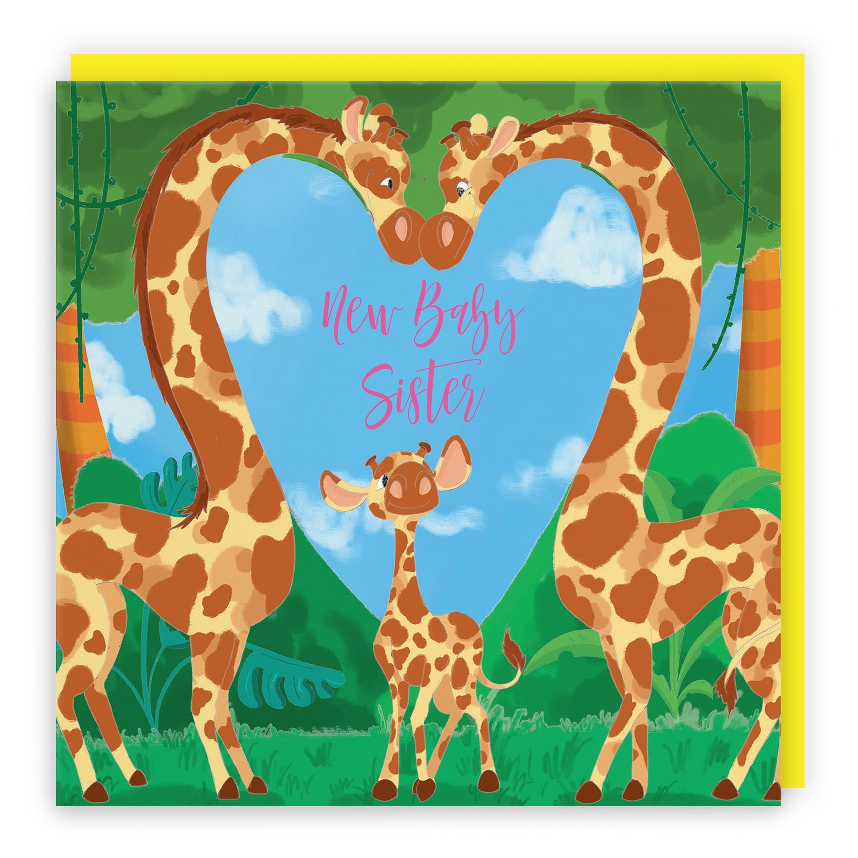 New Baby Sister Card Cute Giraffes Jungle - Default Title (TH03372)
