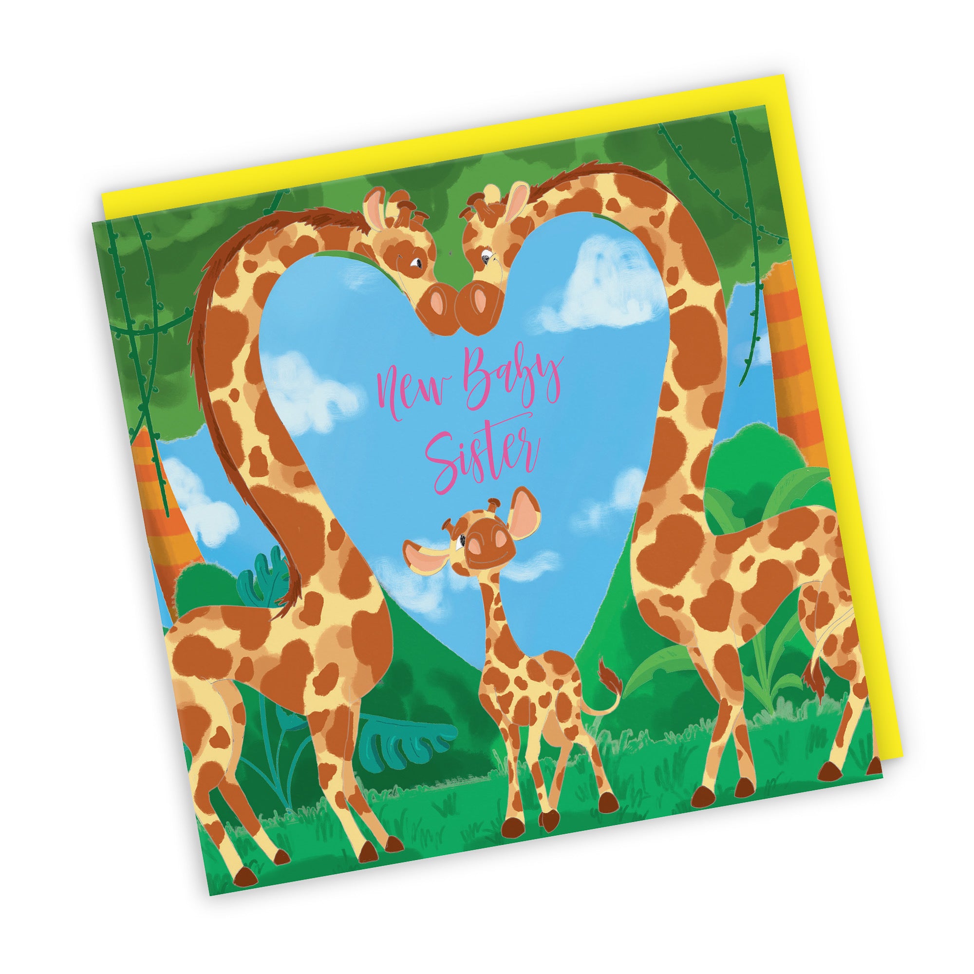 New Baby Sister Card Cute Giraffes Jungle - Default Title (TH03372)