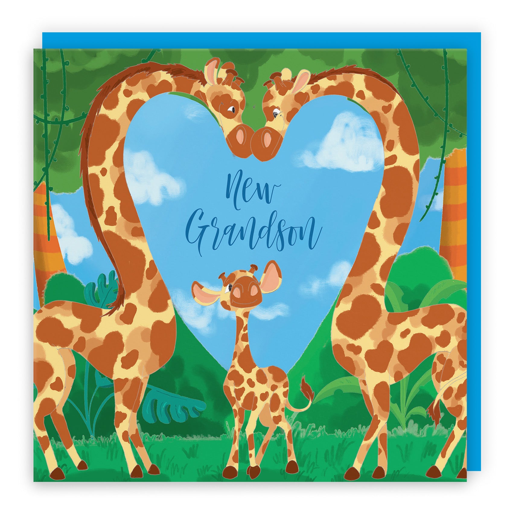 New Grandson New Baby Card Cute Giraffes Jungle - Default Title (TH03373)