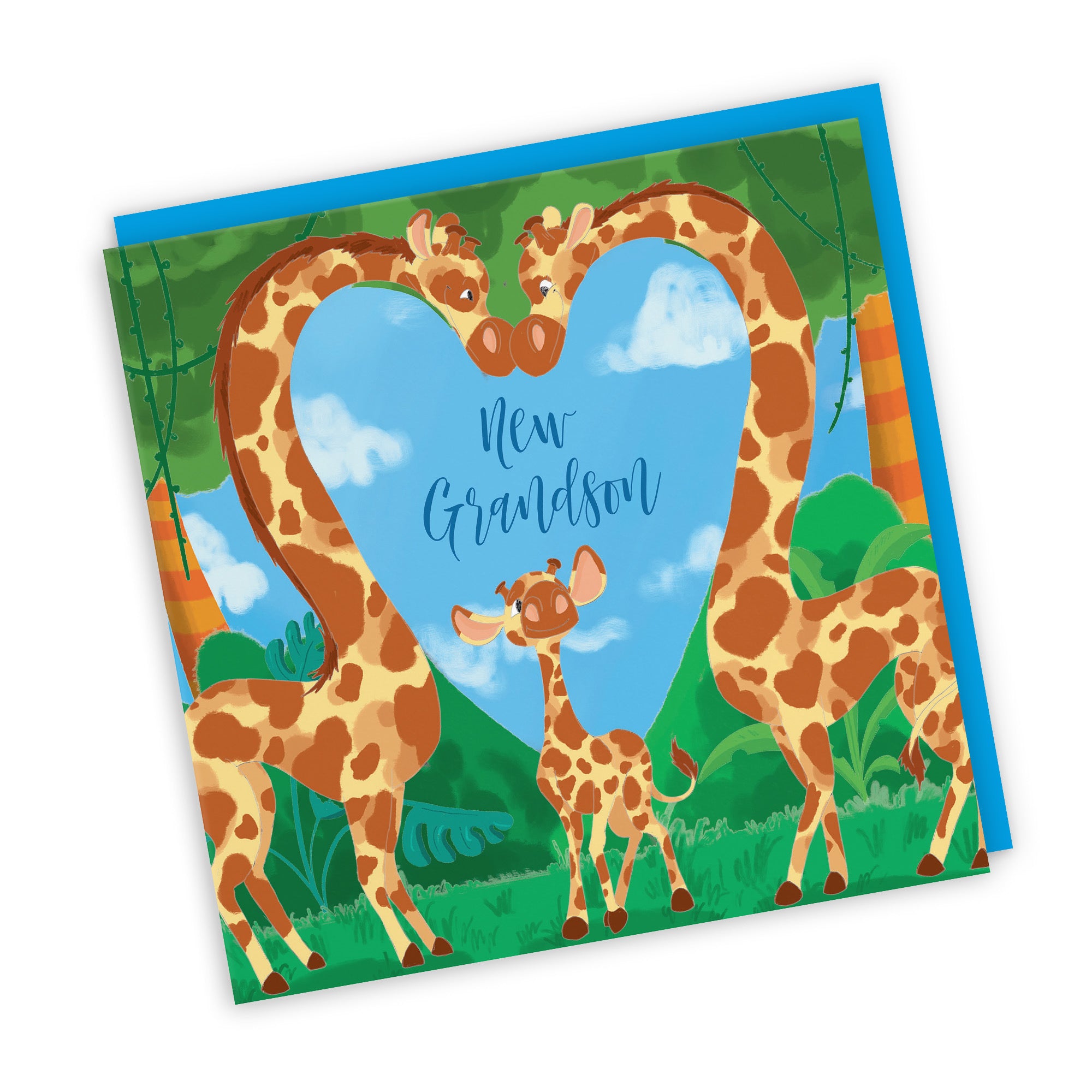 New Grandson New Baby Card Cute Giraffes Jungle - Default Title (TH03373)