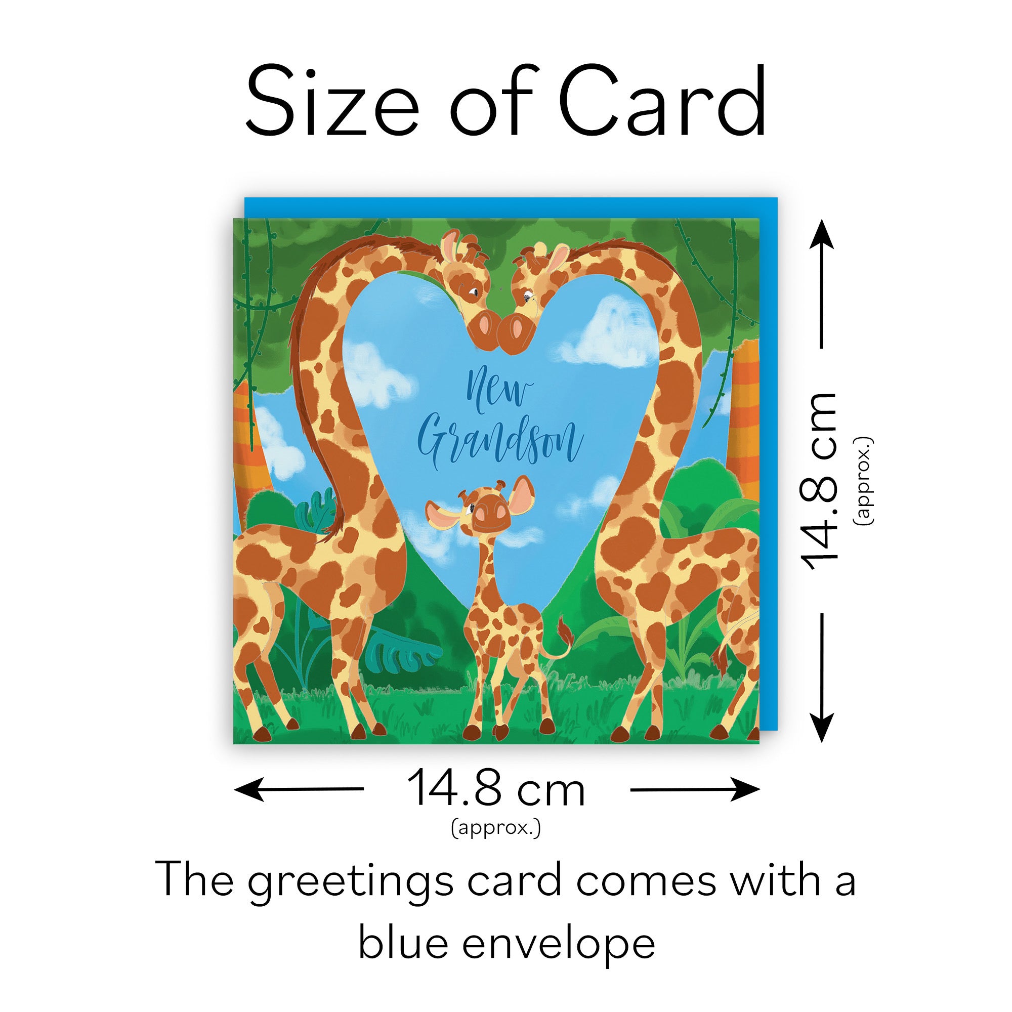 New Grandson New Baby Card Cute Giraffes Jungle - Default Title (TH03373)