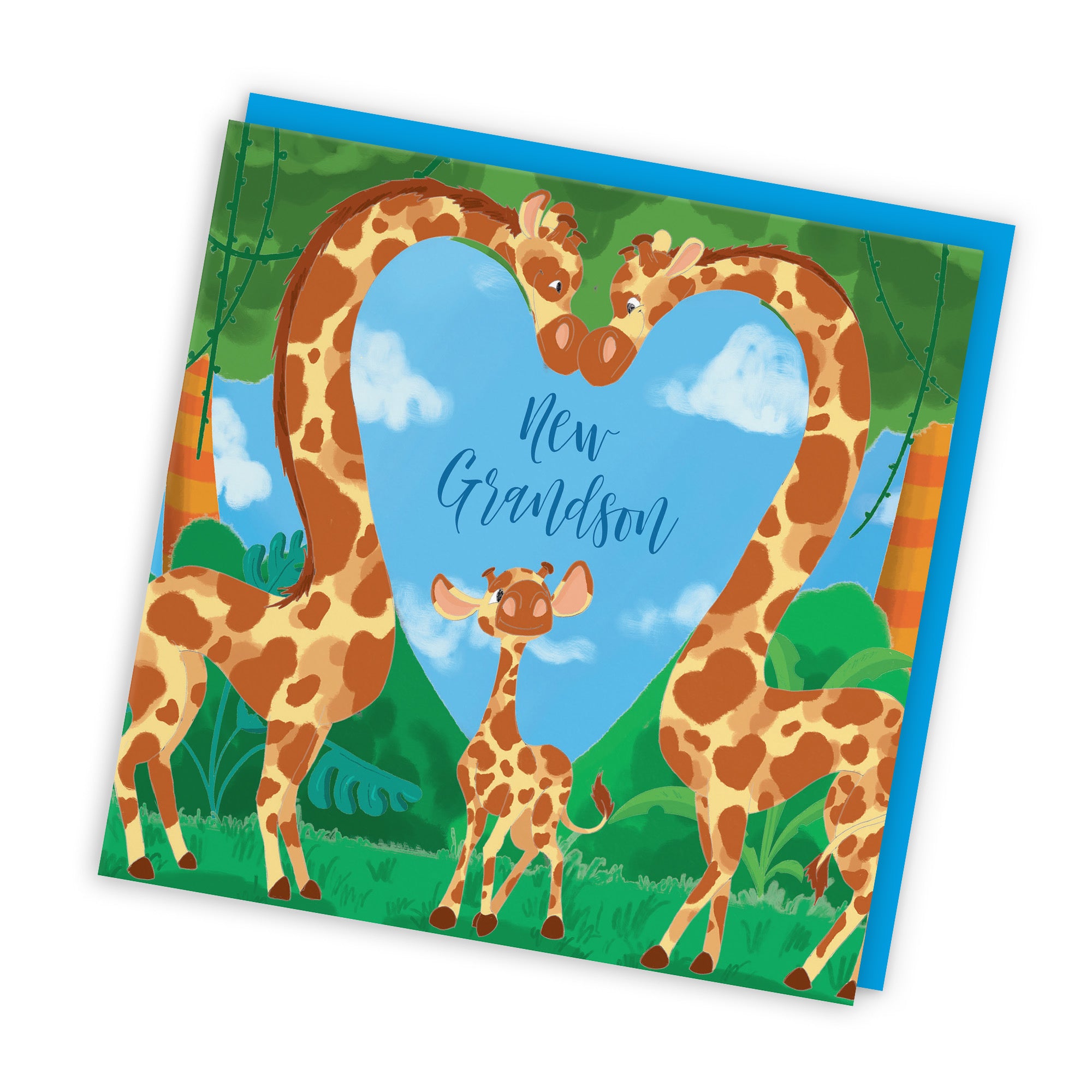 New Grandson New Baby Card Cute Giraffes Jungle - Default Title (TH03373)