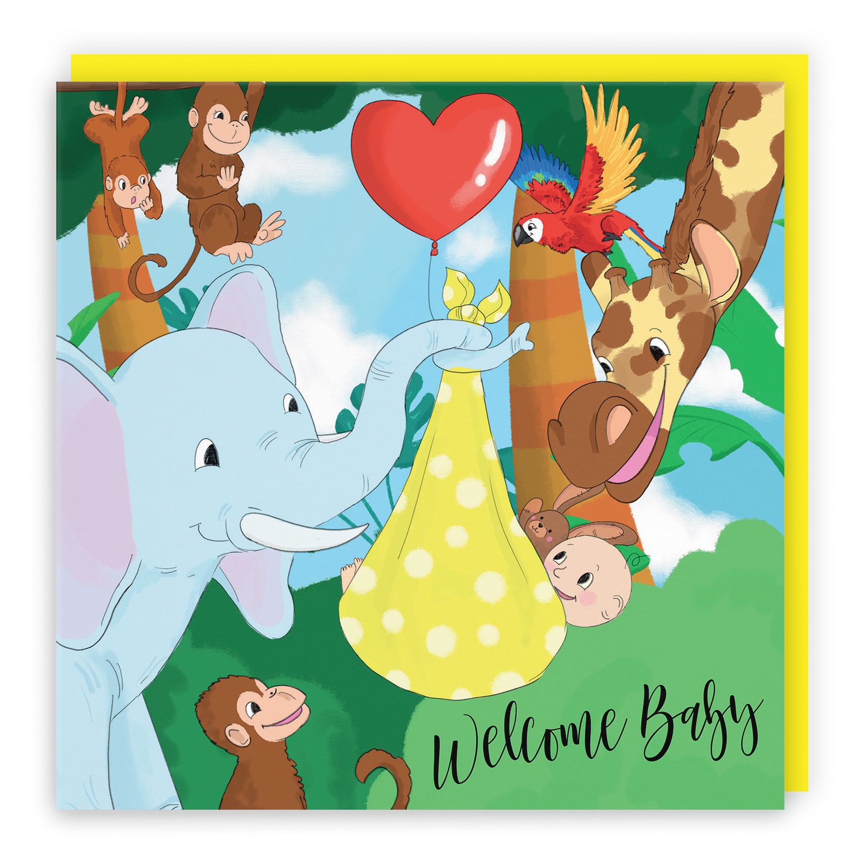Welcome Baby Card Cute Elephant Jungle - Default Title (TH03374)