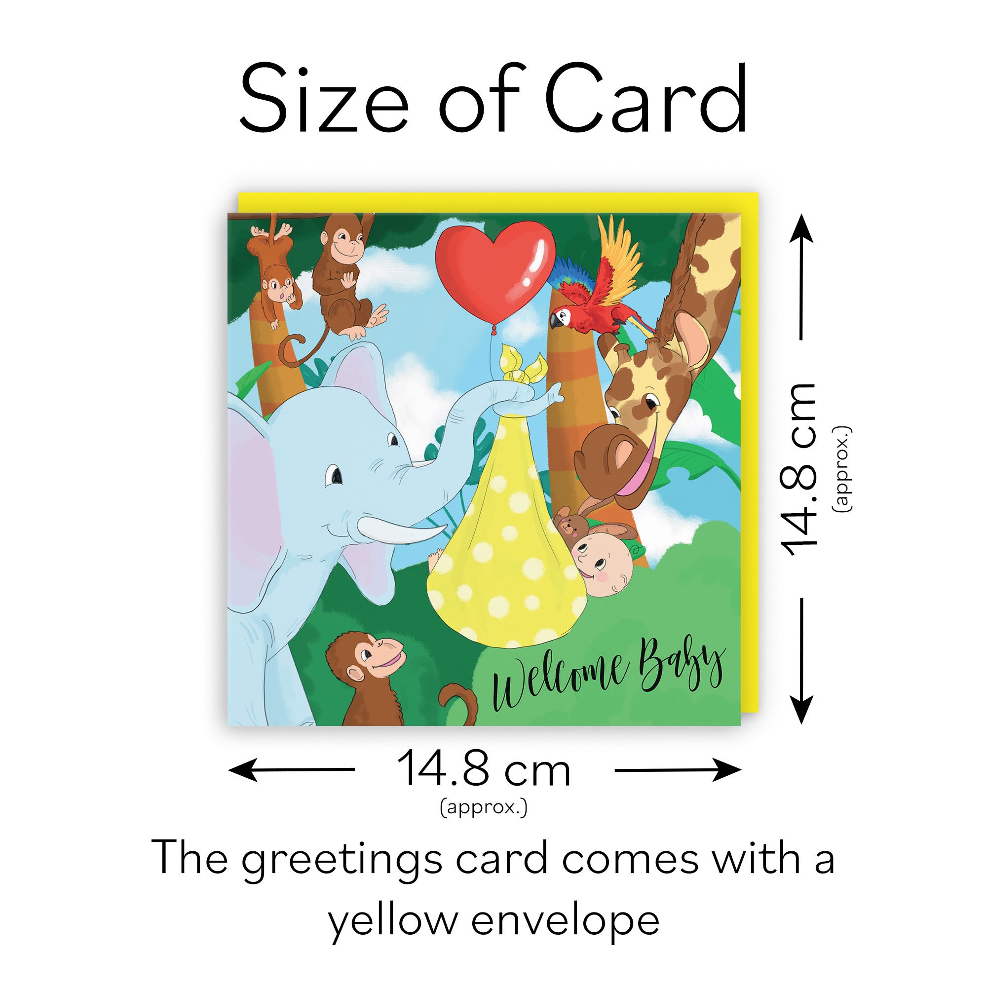 Welcome Baby Card Cute Elephant Jungle - Default Title (TH03374)