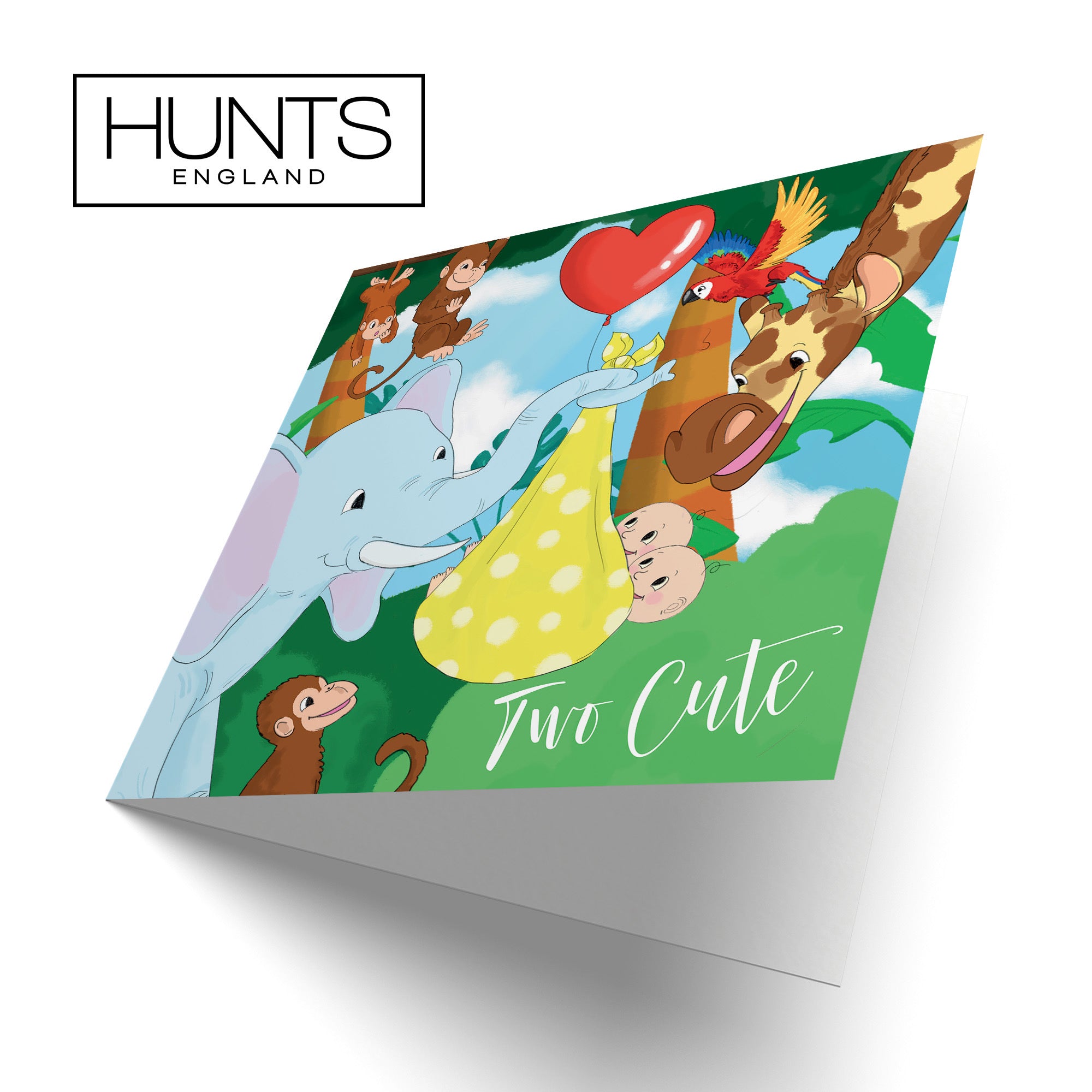 New Baby Twins Card Elephant Yellow Jungle - Default Title (TH03376)