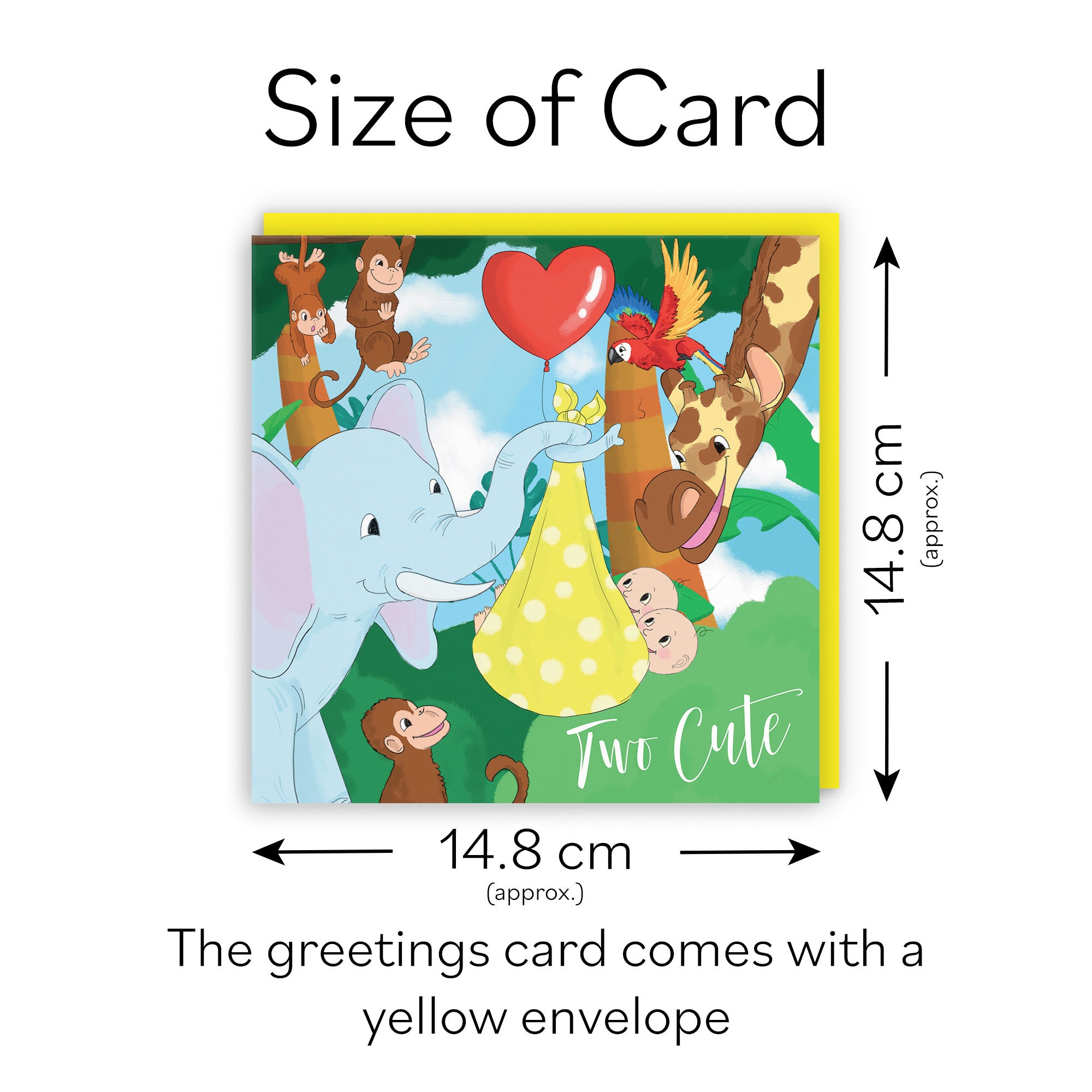 New Baby Twins Card Elephant Yellow Jungle - Default Title (TH03376)