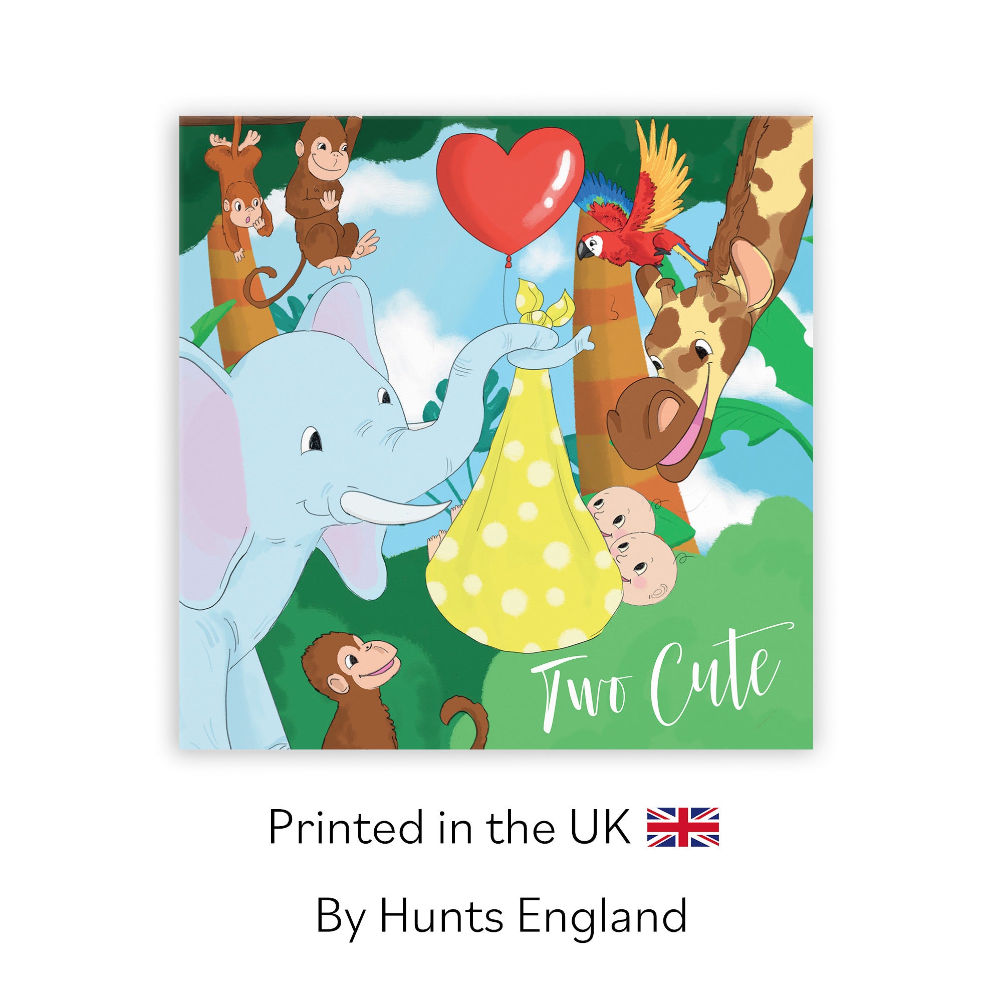 New Baby Twins Card Elephant Yellow Jungle - Default Title (TH03376)