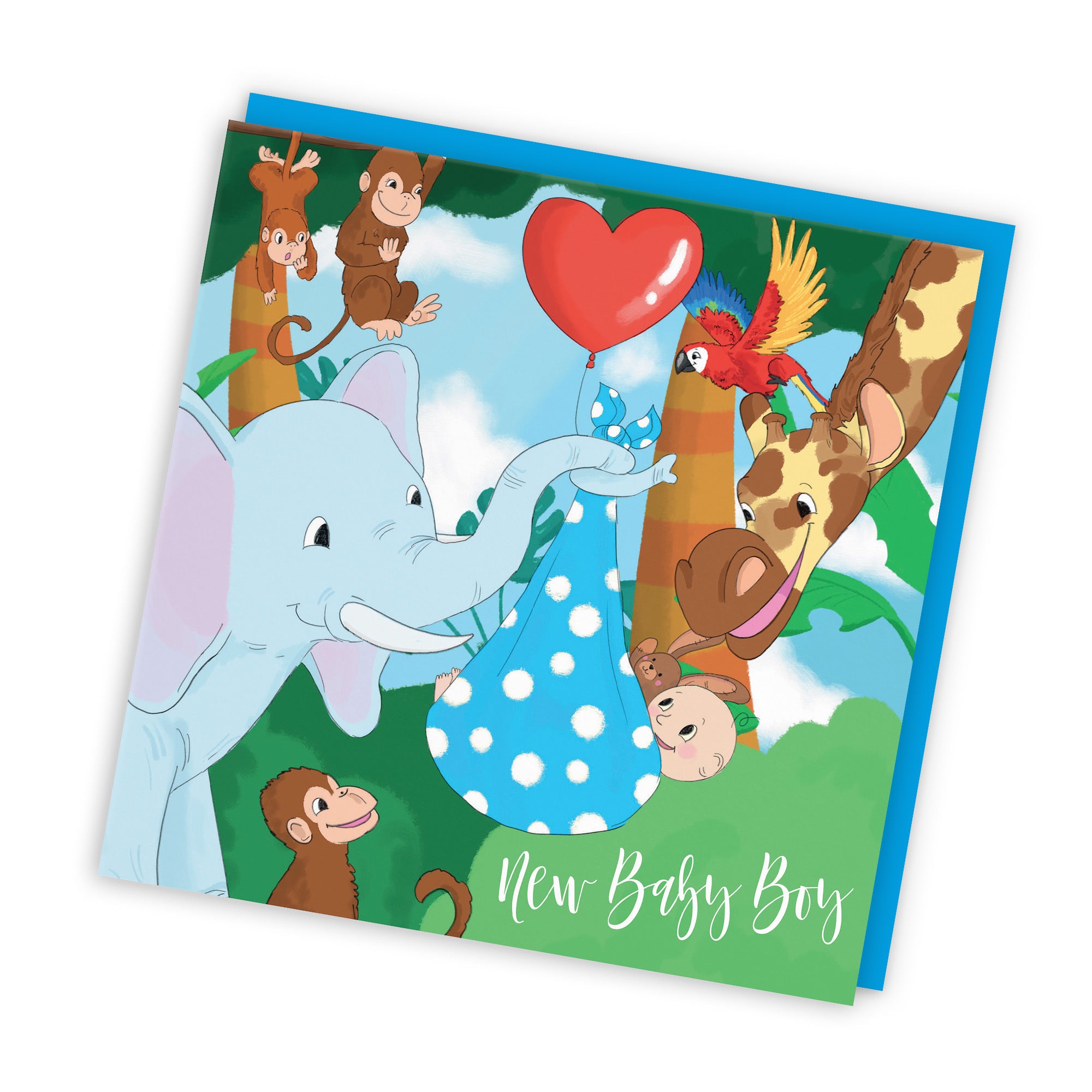 New Baby Boy Card Elephant Jungle - Default Title (TH03377)