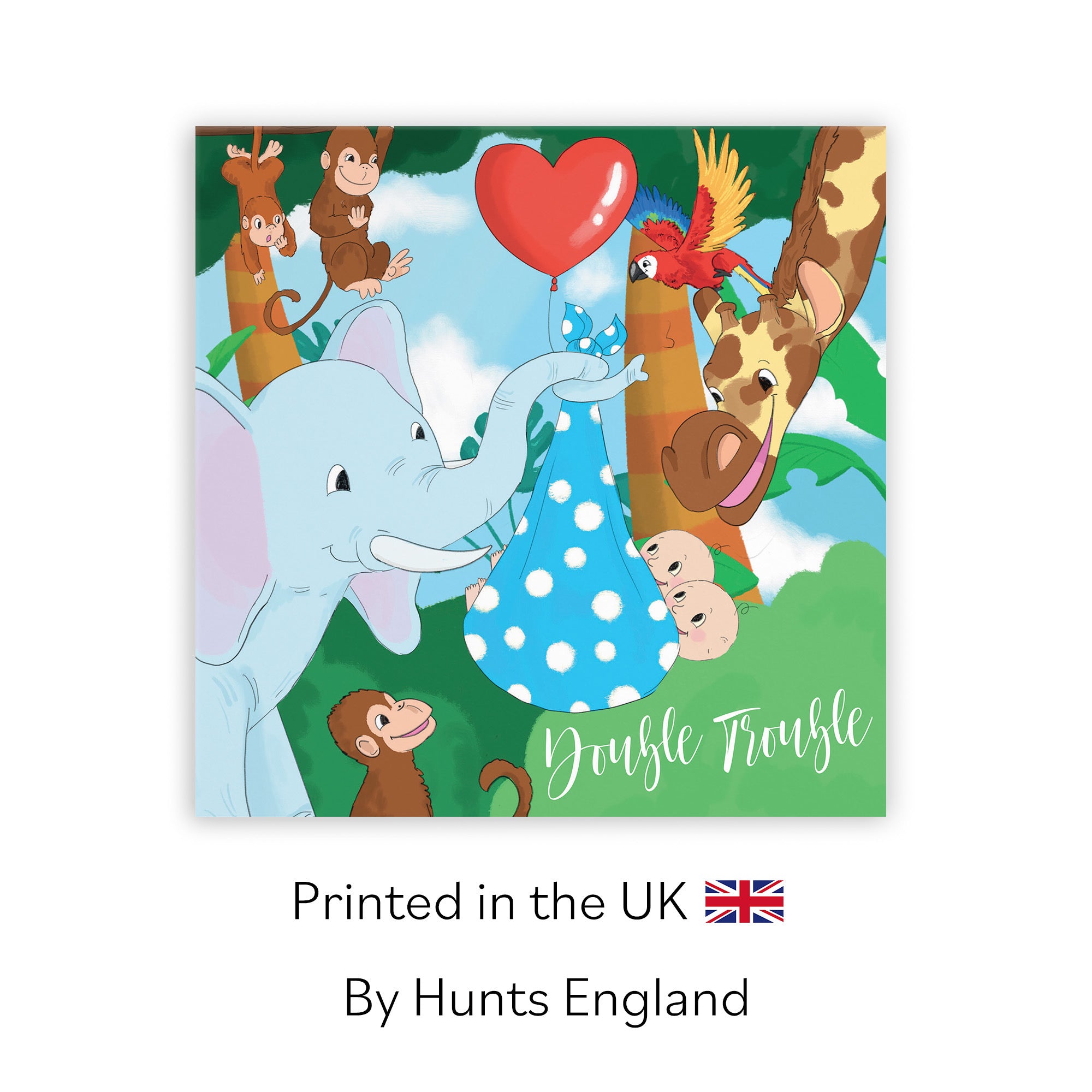 New Baby Boy Twins Card Elephant Jungle - Default Title (TH03379)
