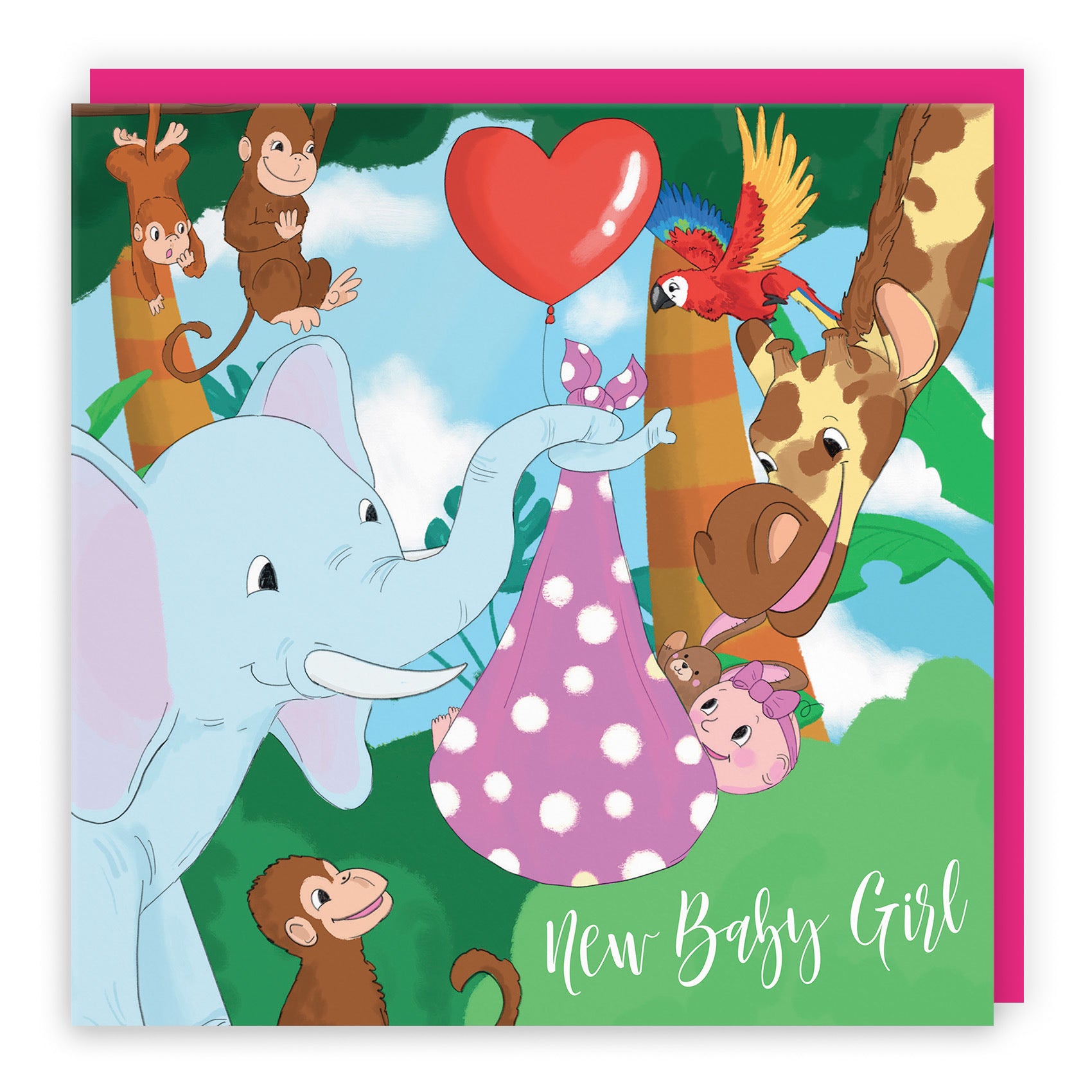New Baby Girl Card Elephant Jungle - Default Title (TH03380)