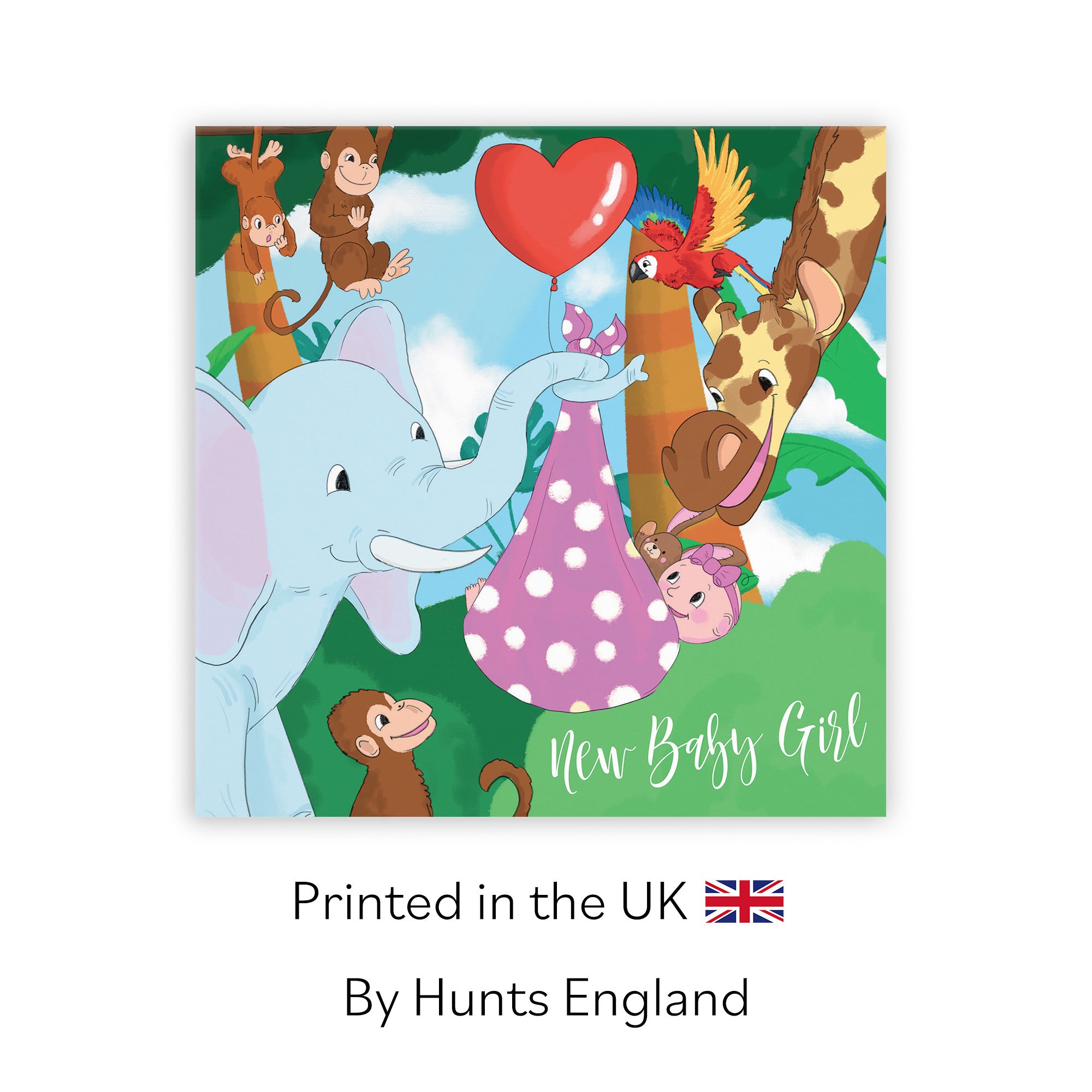 New Baby Girl Card Elephant Jungle - Default Title (TH03380)