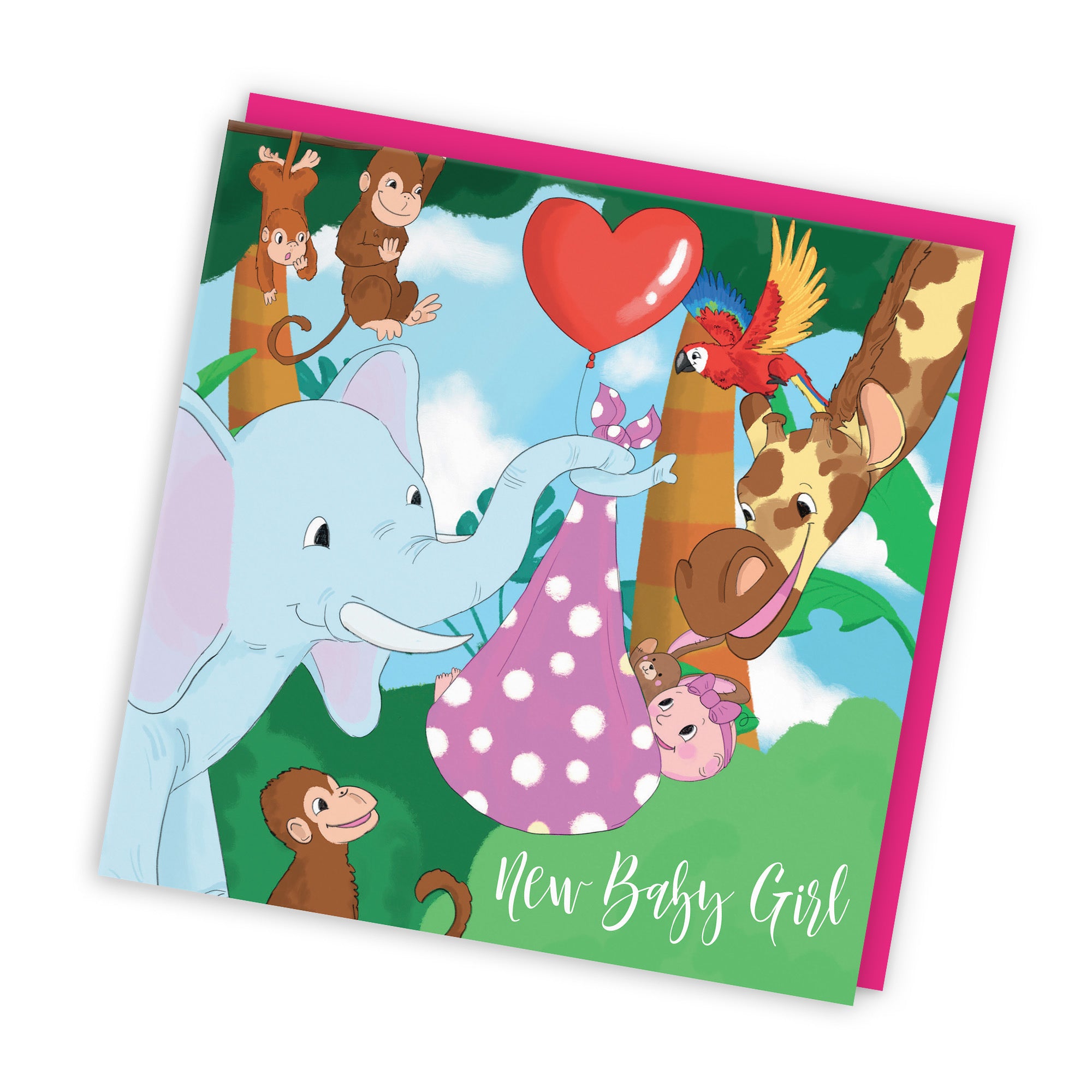 New Baby Girl Card Elephant Jungle - Default Title (TH03380)