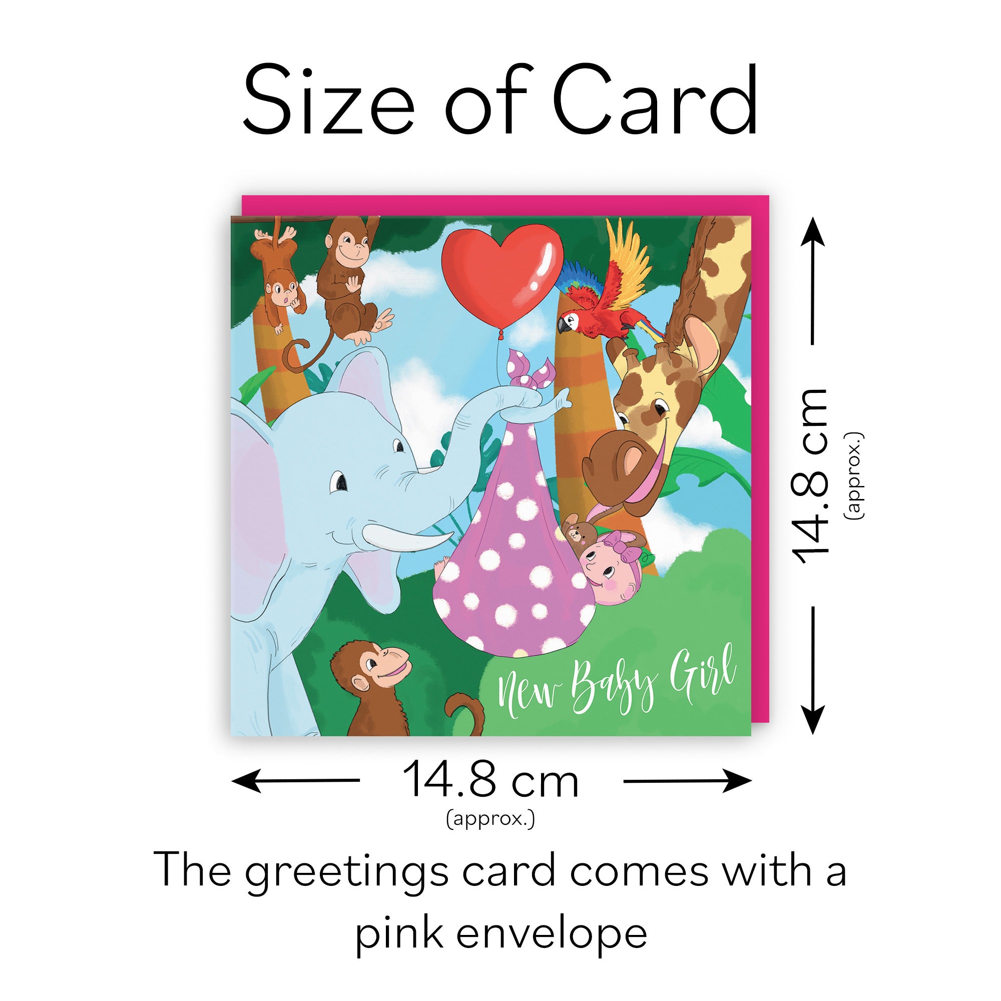 New Baby Girl Card Elephant Jungle - Default Title (TH03380)