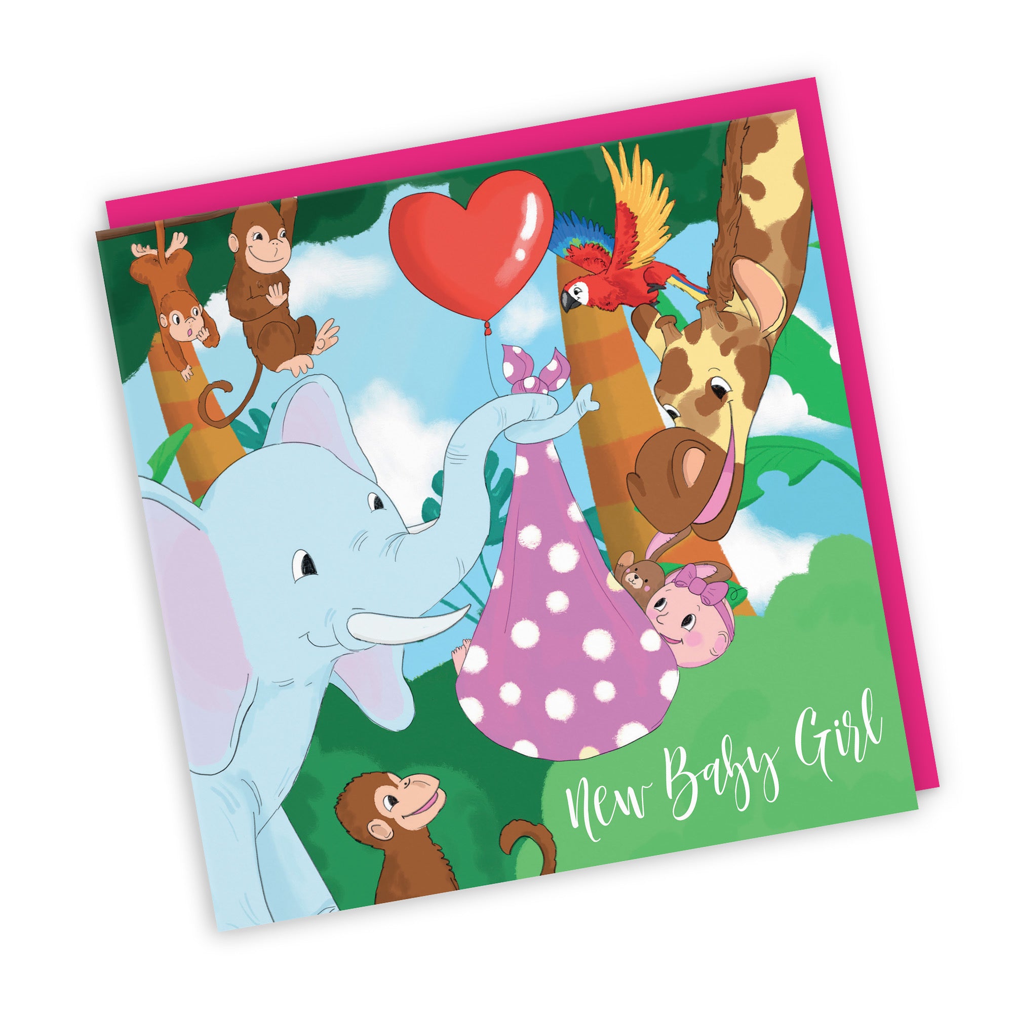 New Baby Girl Card Elephant Jungle - Default Title (TH03380)