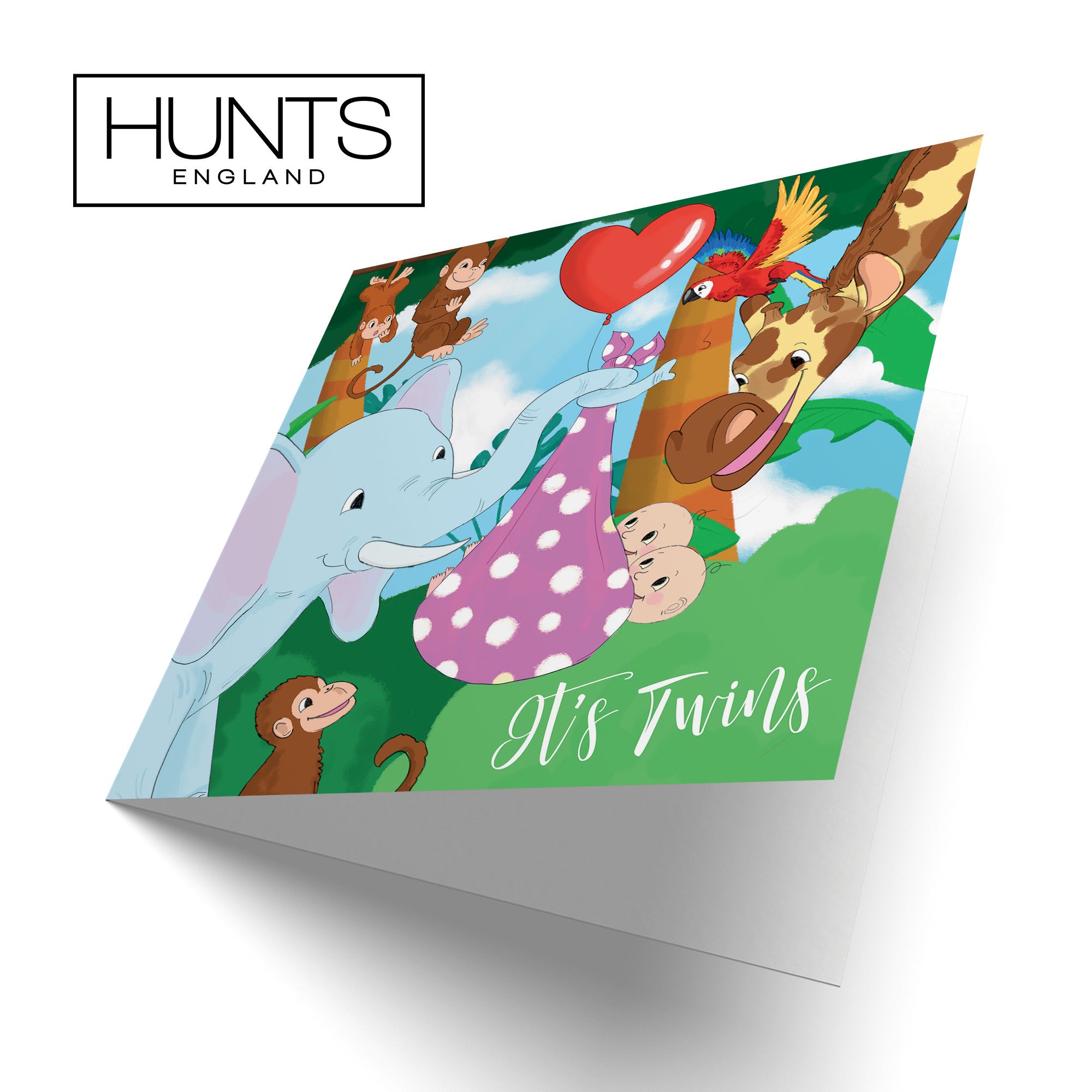 New Baby Girl Twins Card Elephant Jungle - Default Title (TH03382)