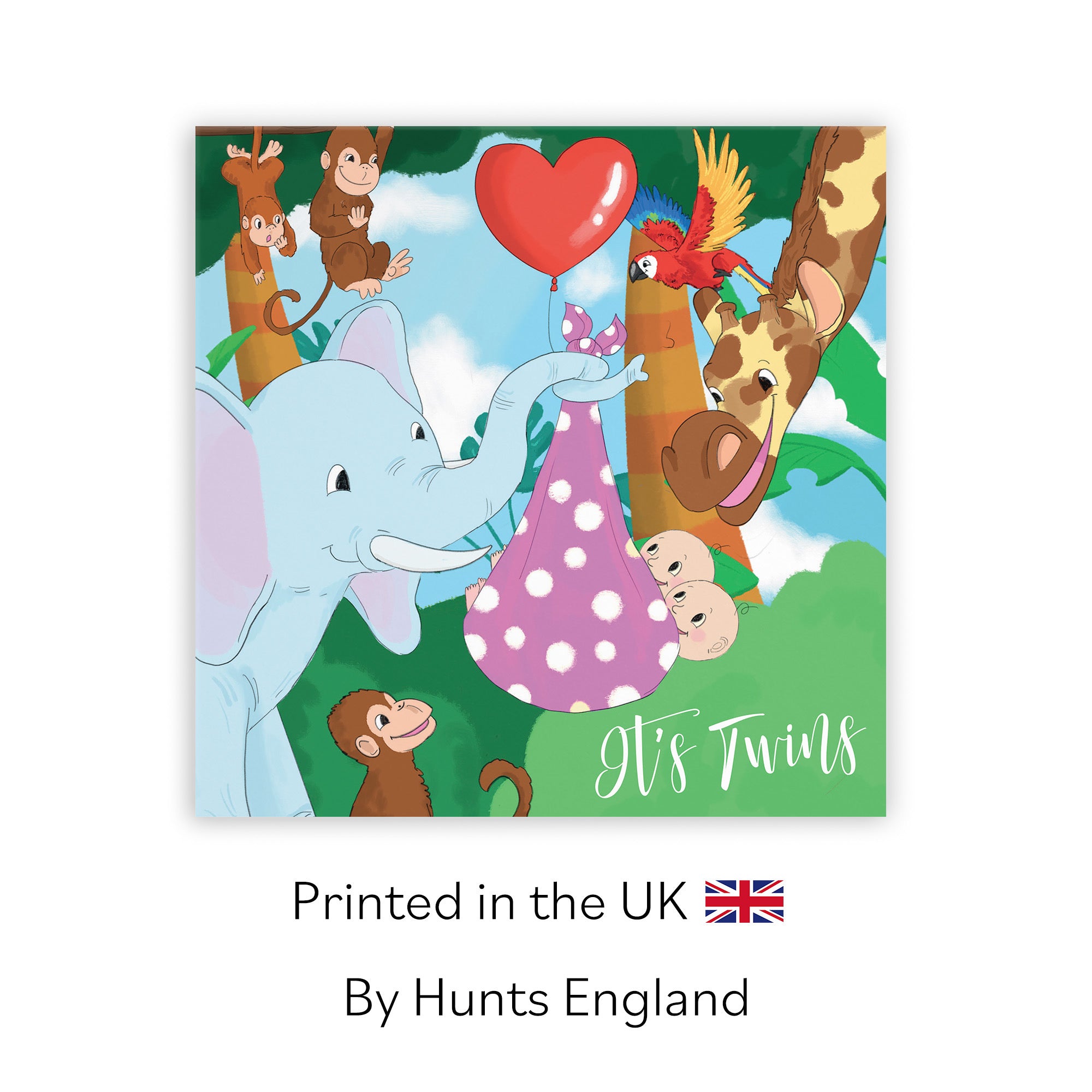 New Baby Girl Twins Card Elephant Jungle - Default Title (TH03382)