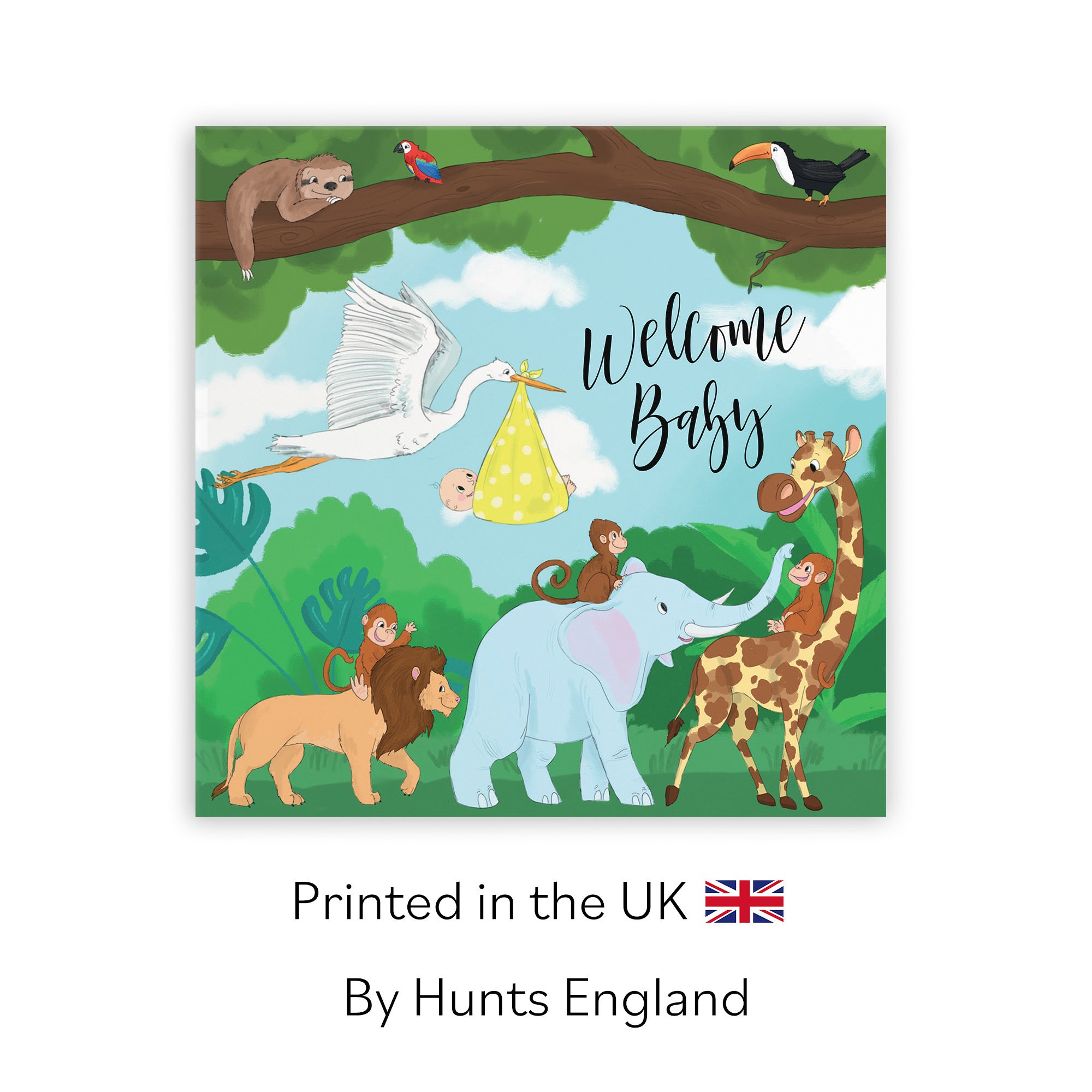 Welcome Baby Card Stork Yellow Jungle - Default Title (TH03383)