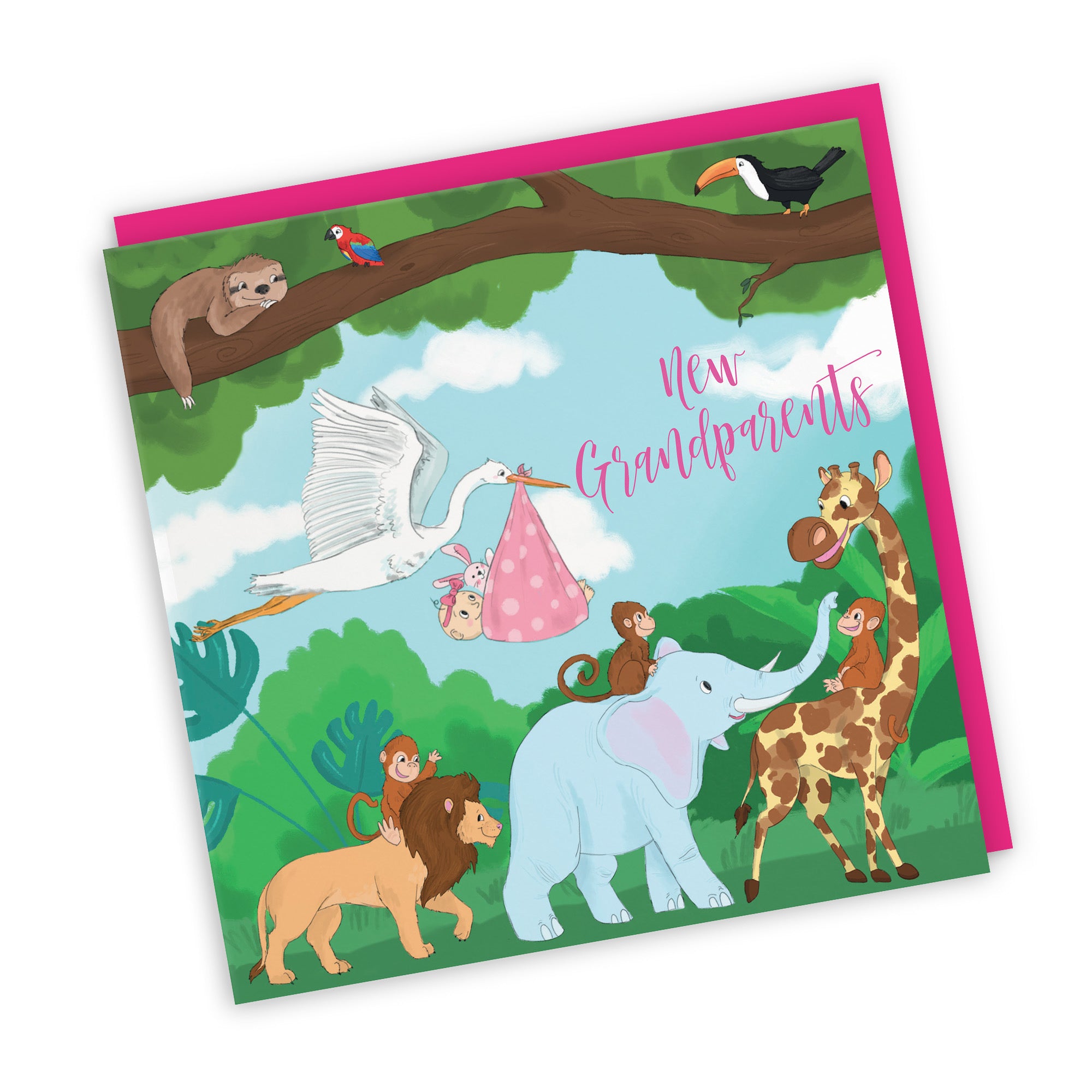 New Grandparents Of Baby Girl Congratulations Card Jungle - Default Title (TH03385)