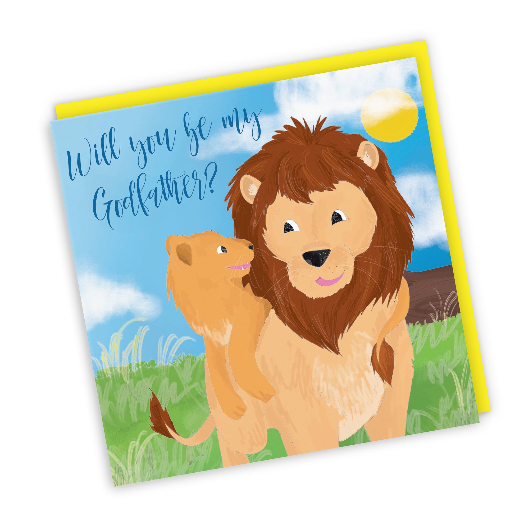 Will You Be My Godfather Card Cute Lions Jungle - Default Title (TH03386)