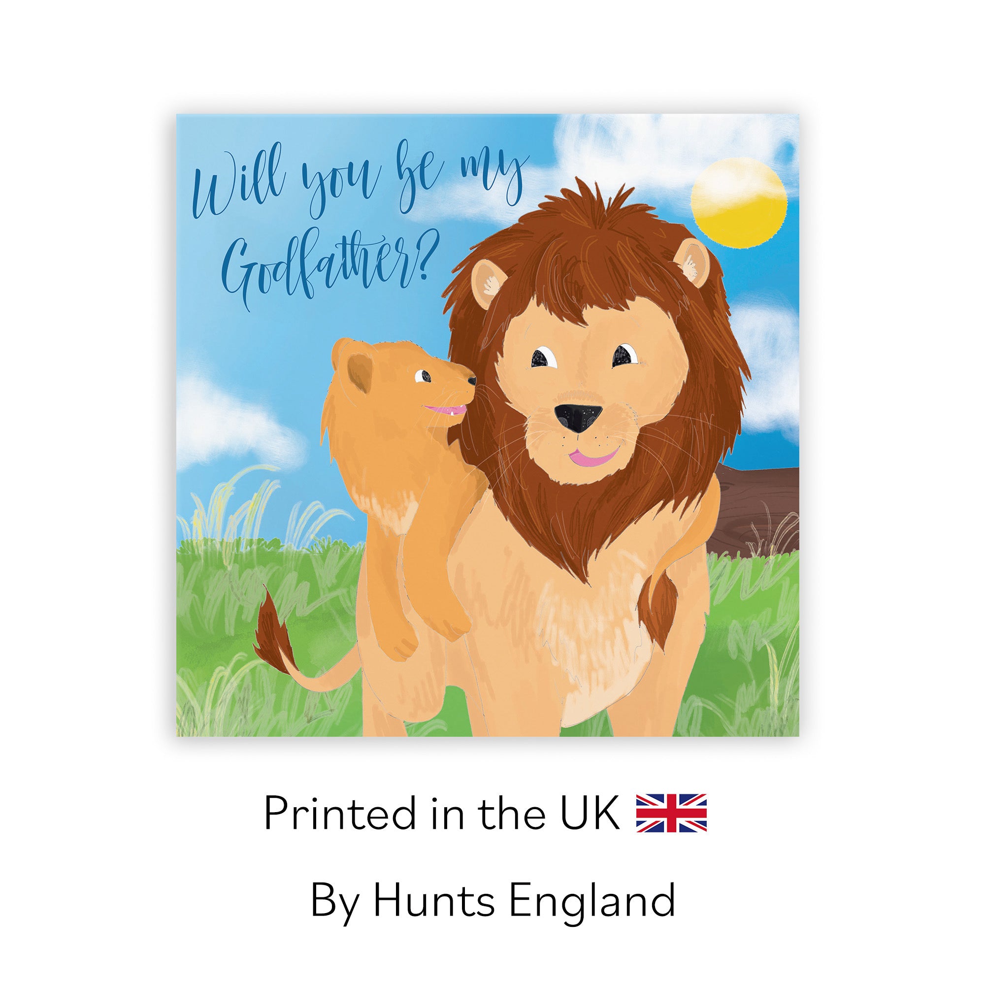 Will You Be My Godfather Card Cute Lions Jungle - Default Title (TH03386)