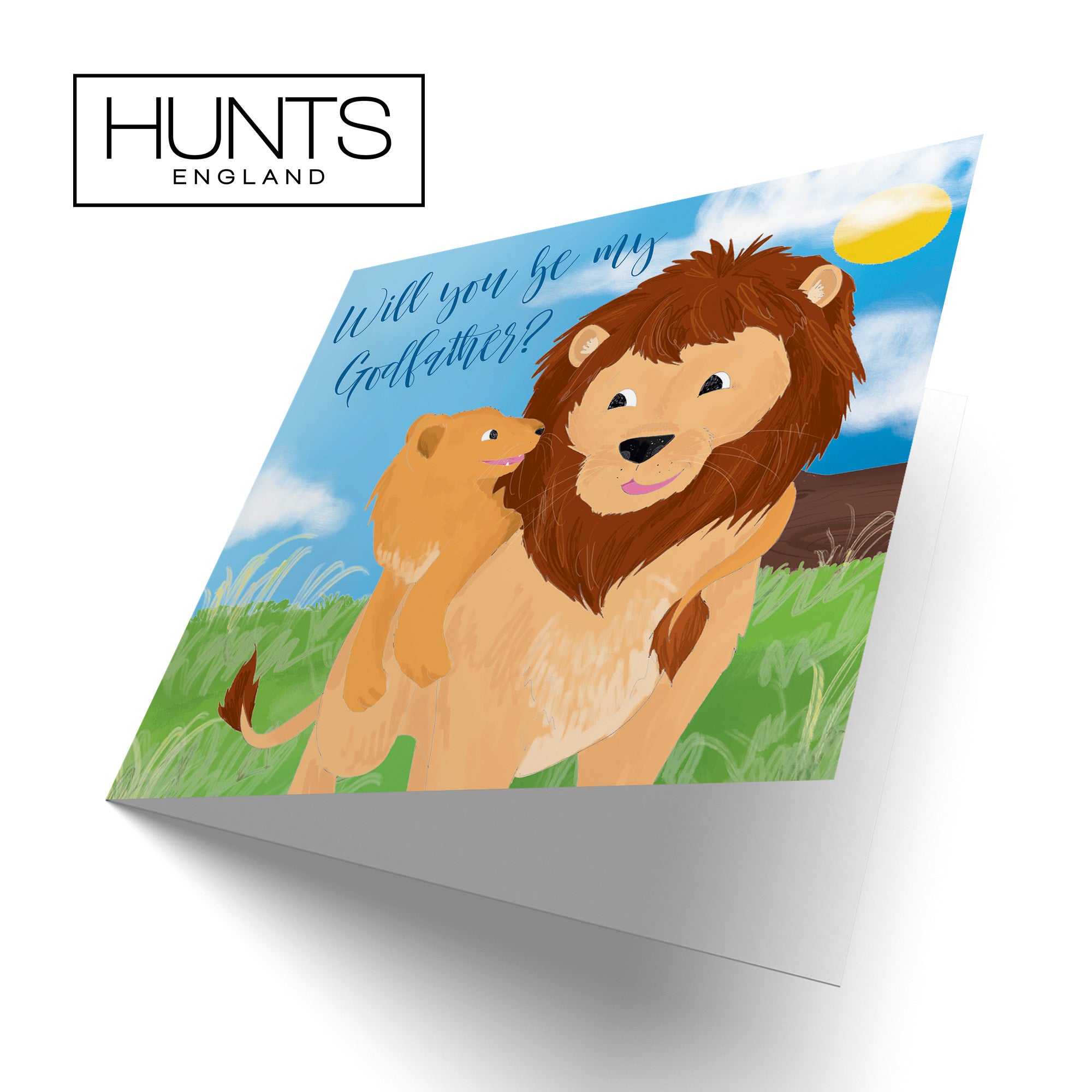 Will You Be My Godfather Card Cute Lions Jungle - Default Title (TH03386)