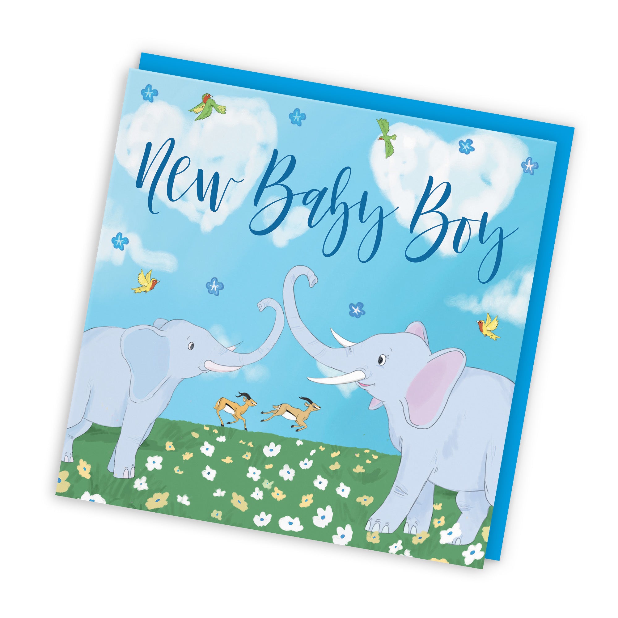 New Baby Boy Card Elephants Cute Animals - Default Title (TH03388)