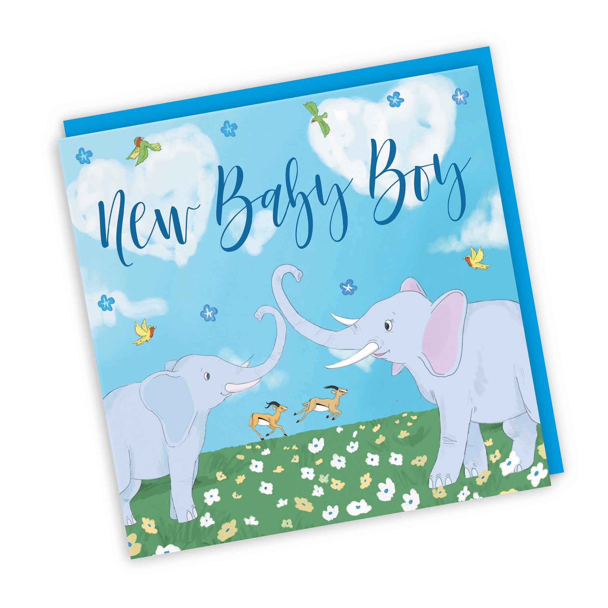 New Baby Boy Card Elephants Cute Animals - Default Title (TH03388)