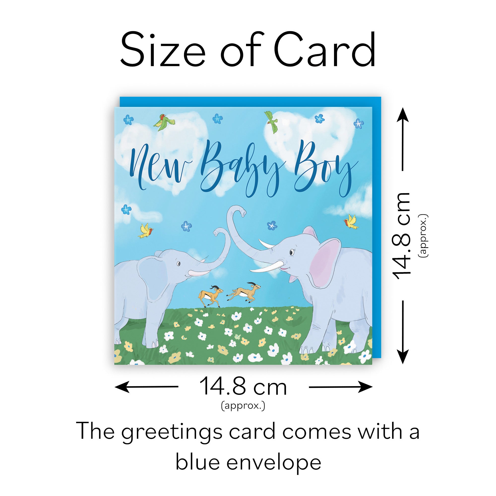 New Baby Boy Card Elephants Cute Animals - Default Title (TH03388)