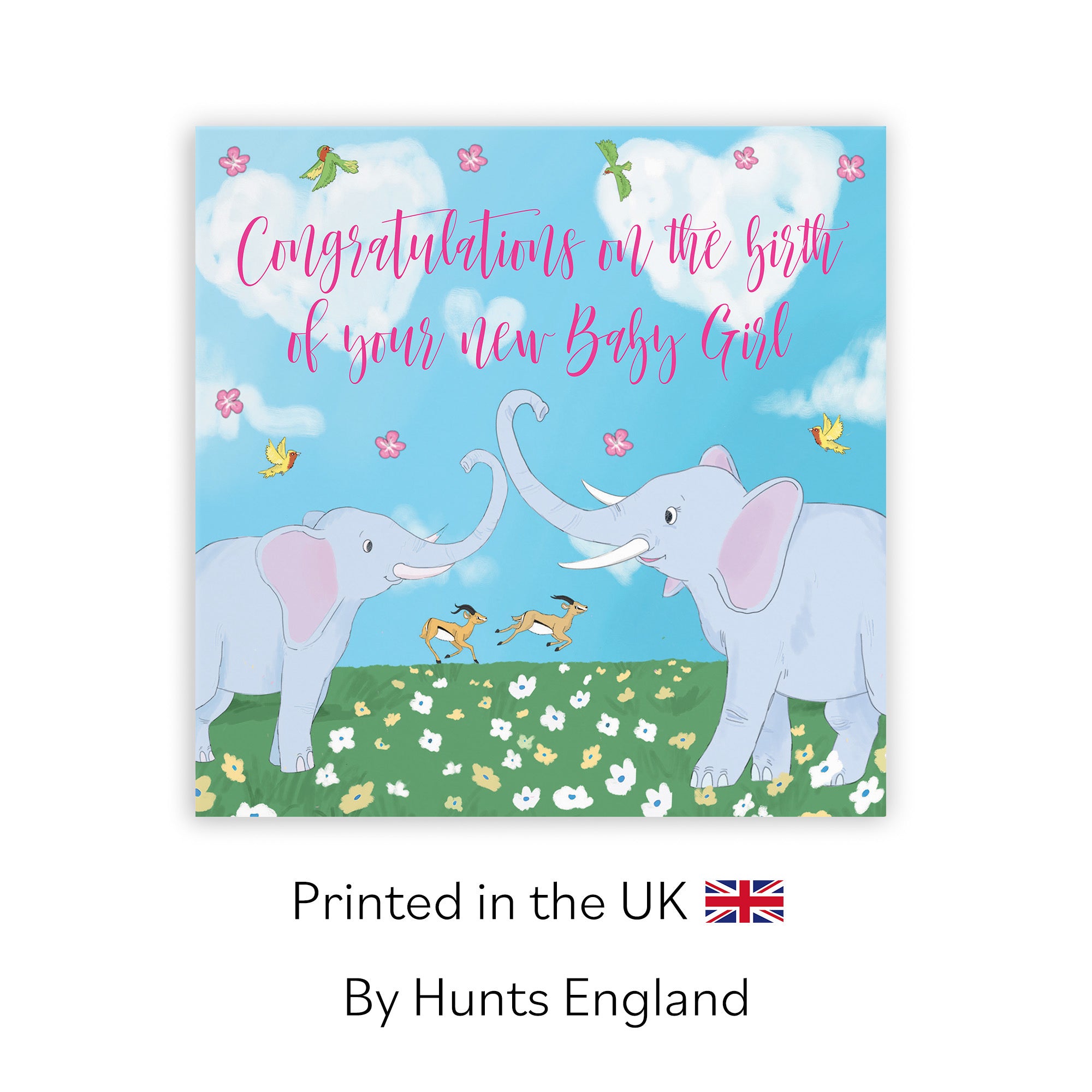 New Baby Girl Card Elephants Cute Animals - Default Title (TH03391)
