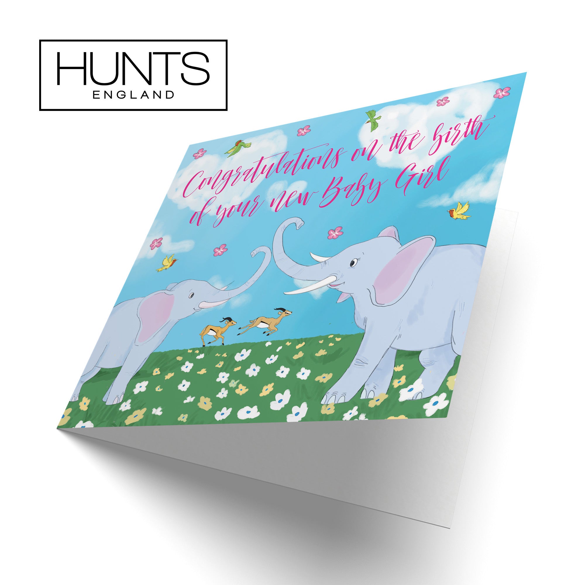 New Baby Girl Card Elephants Cute Animals - Default Title (TH03391)