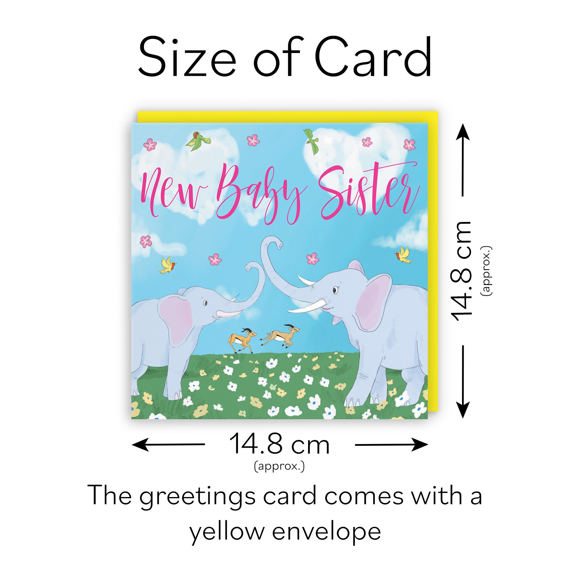 New Baby Sister Card Elephants Cute Animals - Default Title (TH03393)