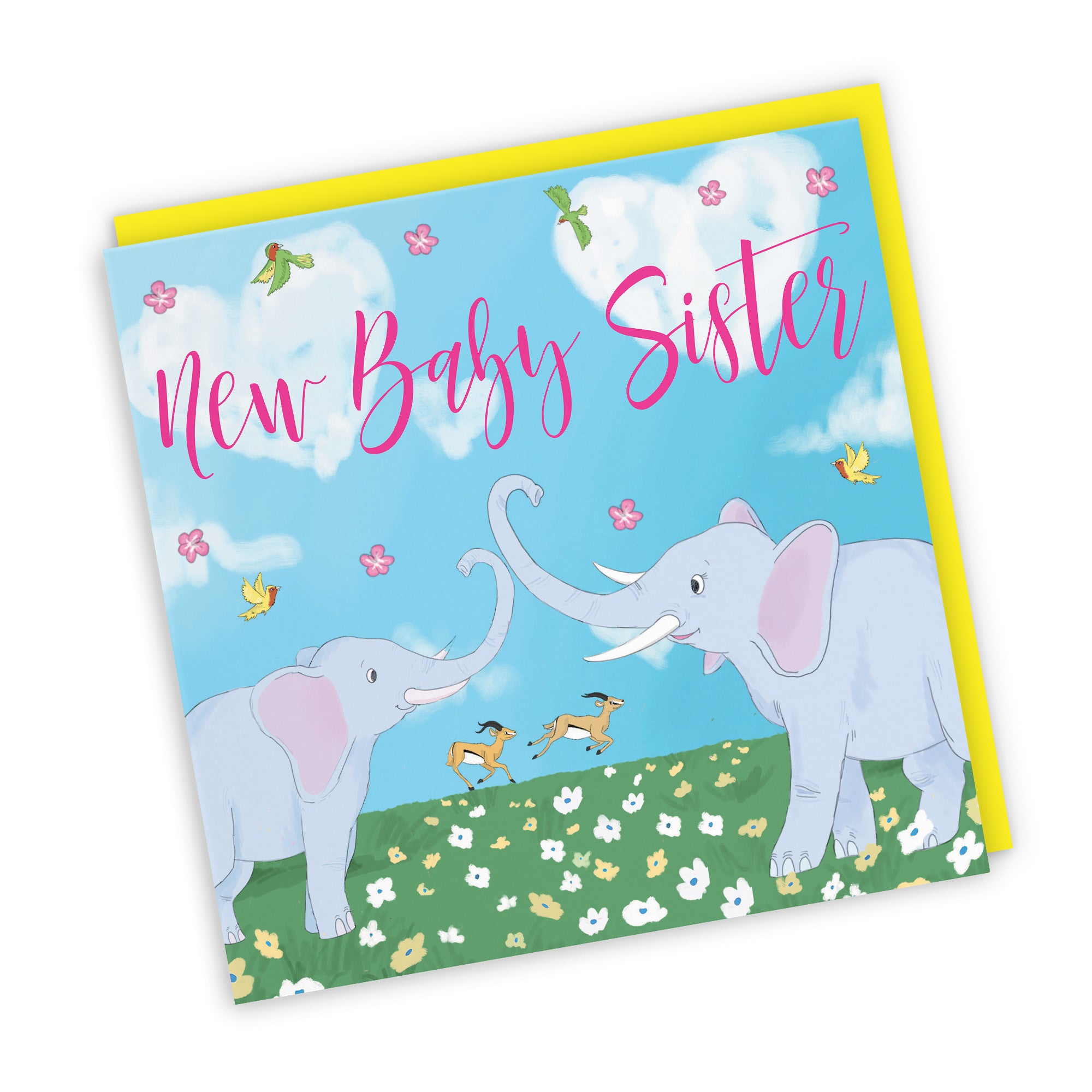 New Baby Sister Card Elephants Cute Animals - Default Title (TH03393)