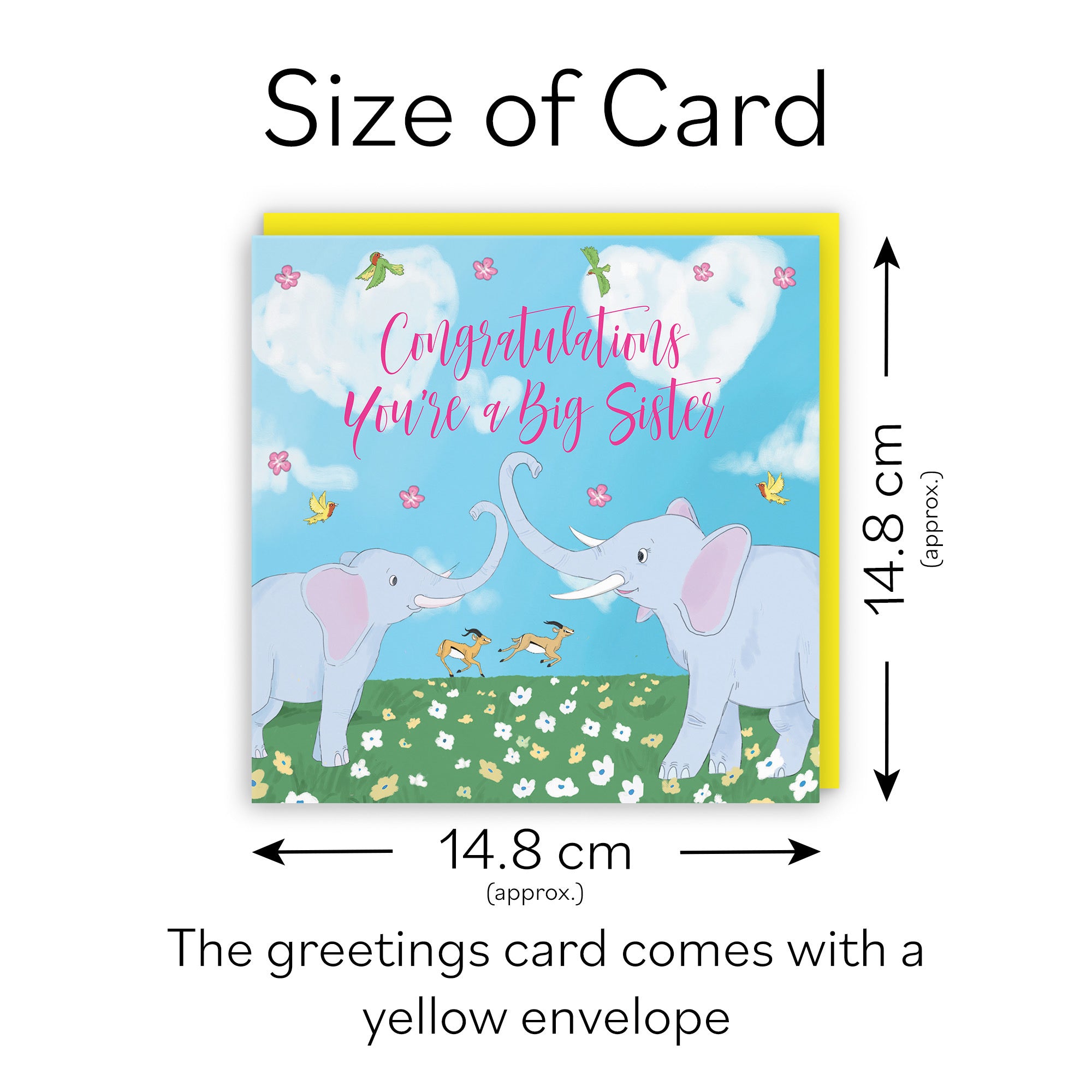You're A Big Sister New Baby Card Elephants Cute Animals - Default Title (TH03394)