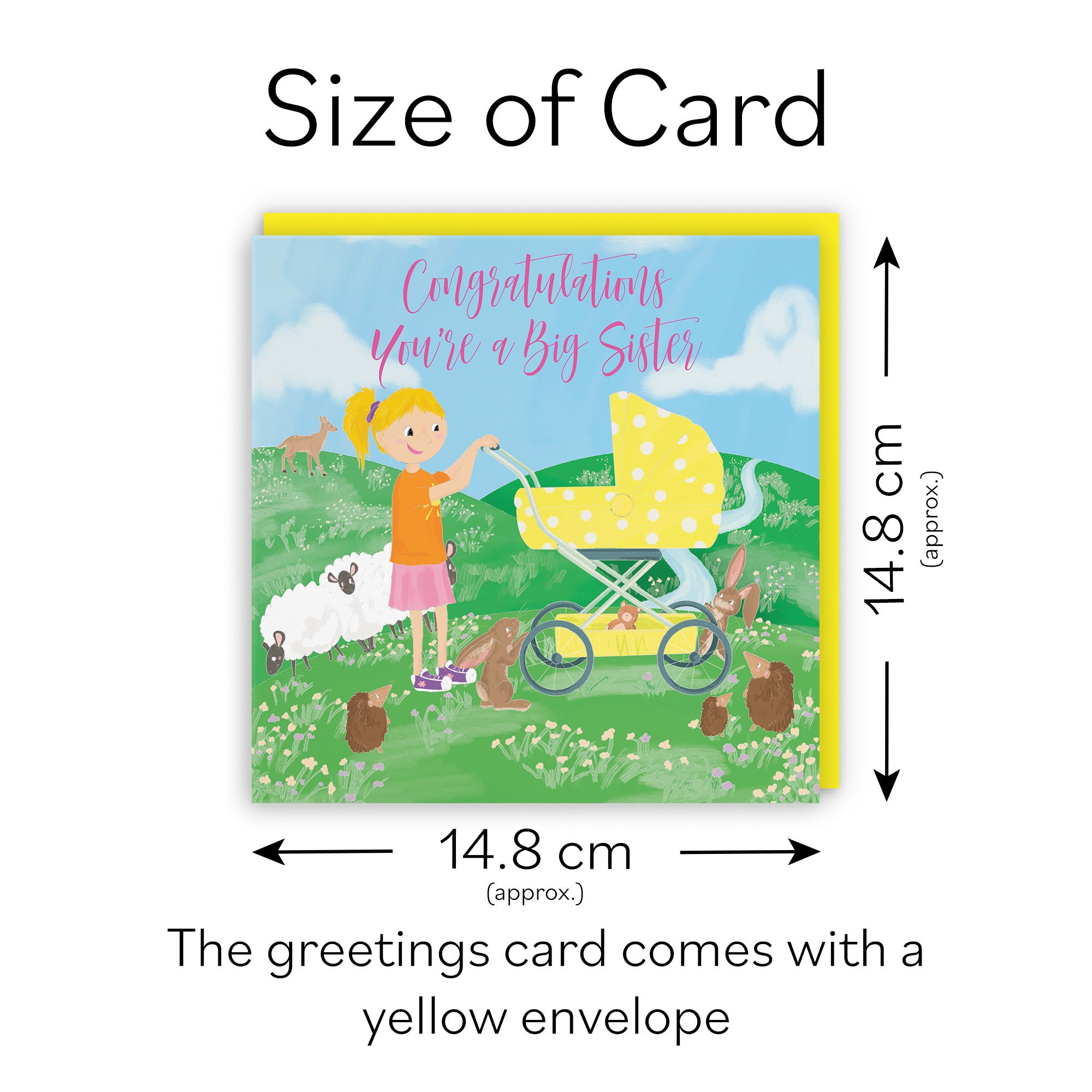 You're A Big Sister New Baby Card Yellow Pram Countryside - Default Title (TH03397)