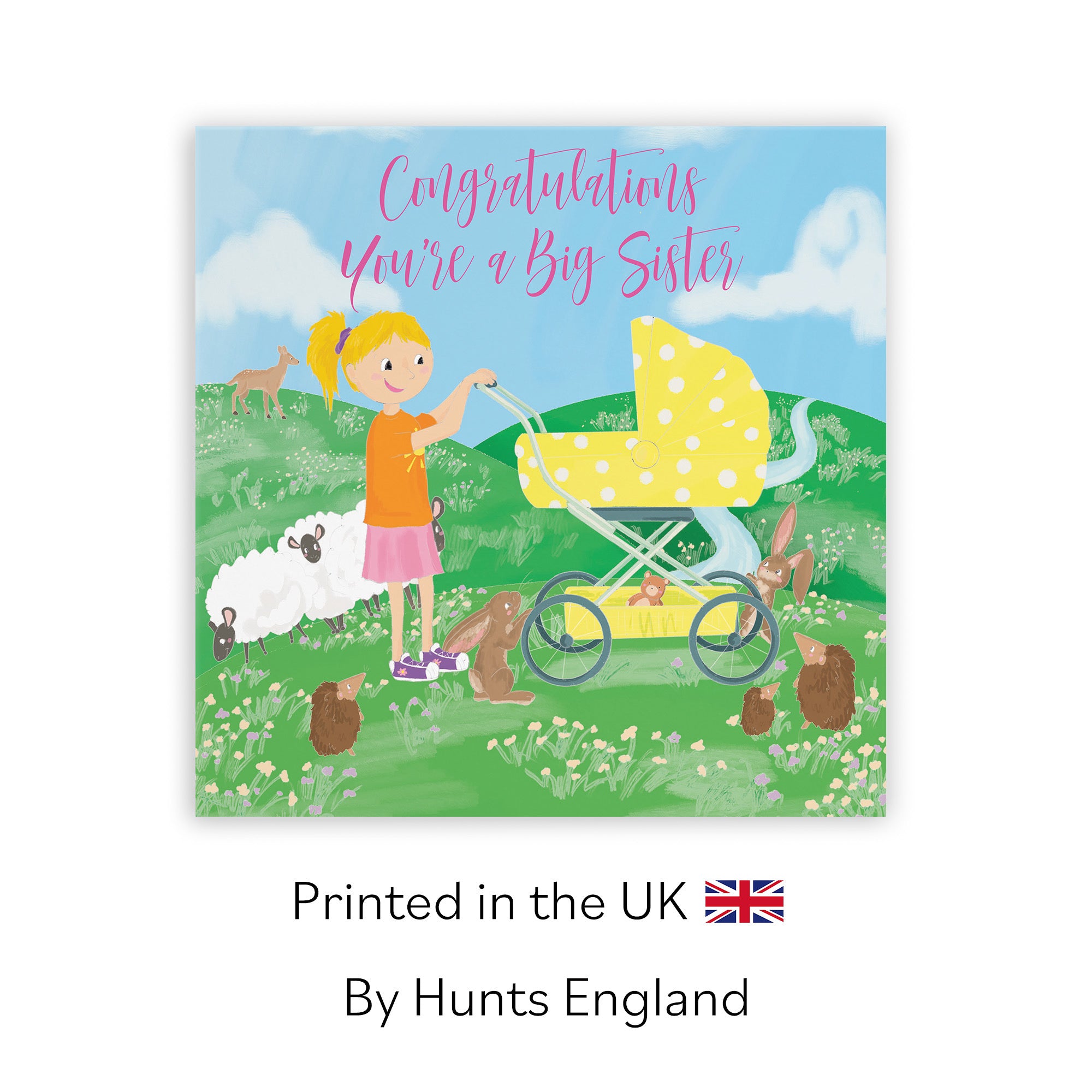 You're A Big Sister New Baby Card Yellow Pram Countryside - Default Title (TH03397)