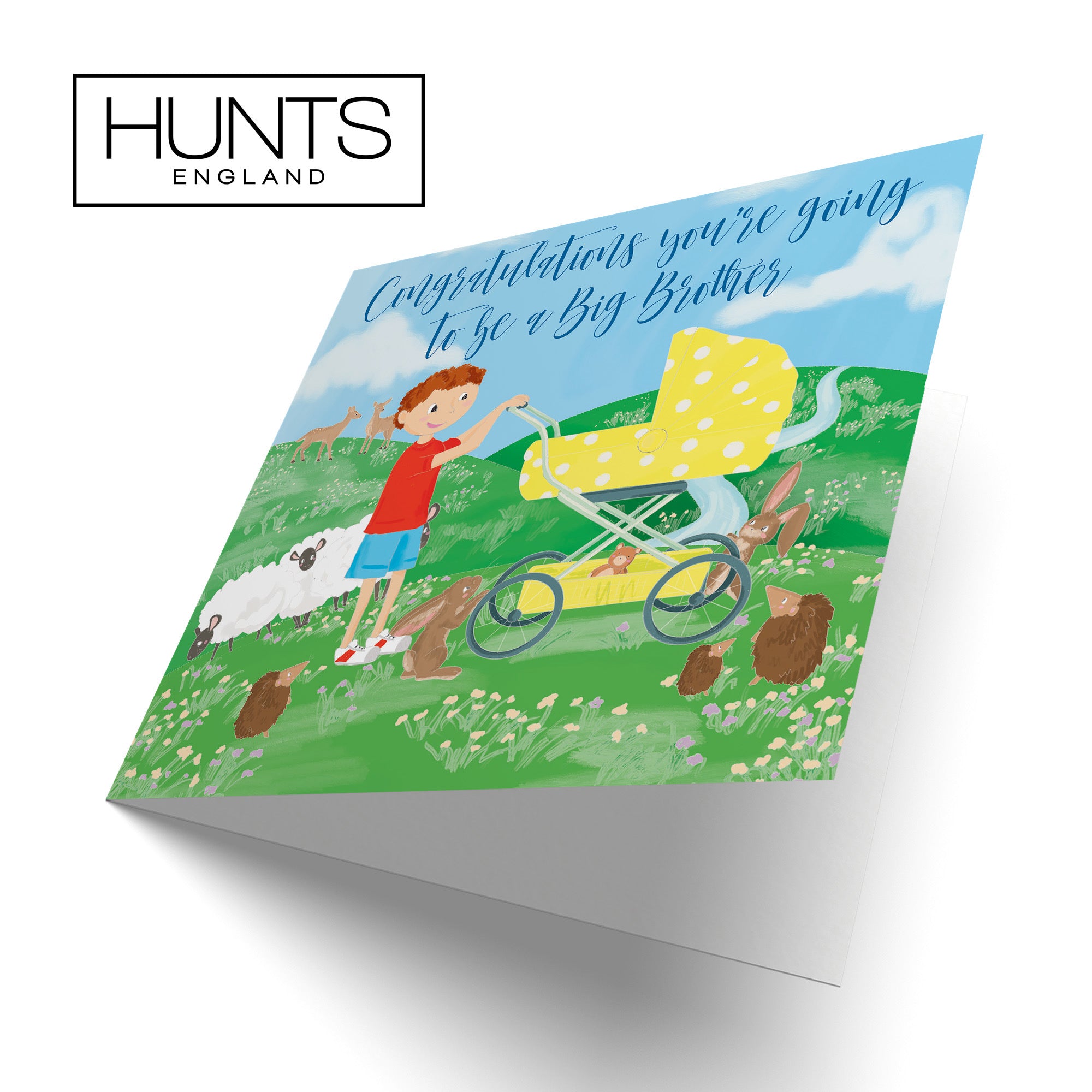 New Baby Big Brother Card Yellow Pram Countryside - Default Title (TH03398)